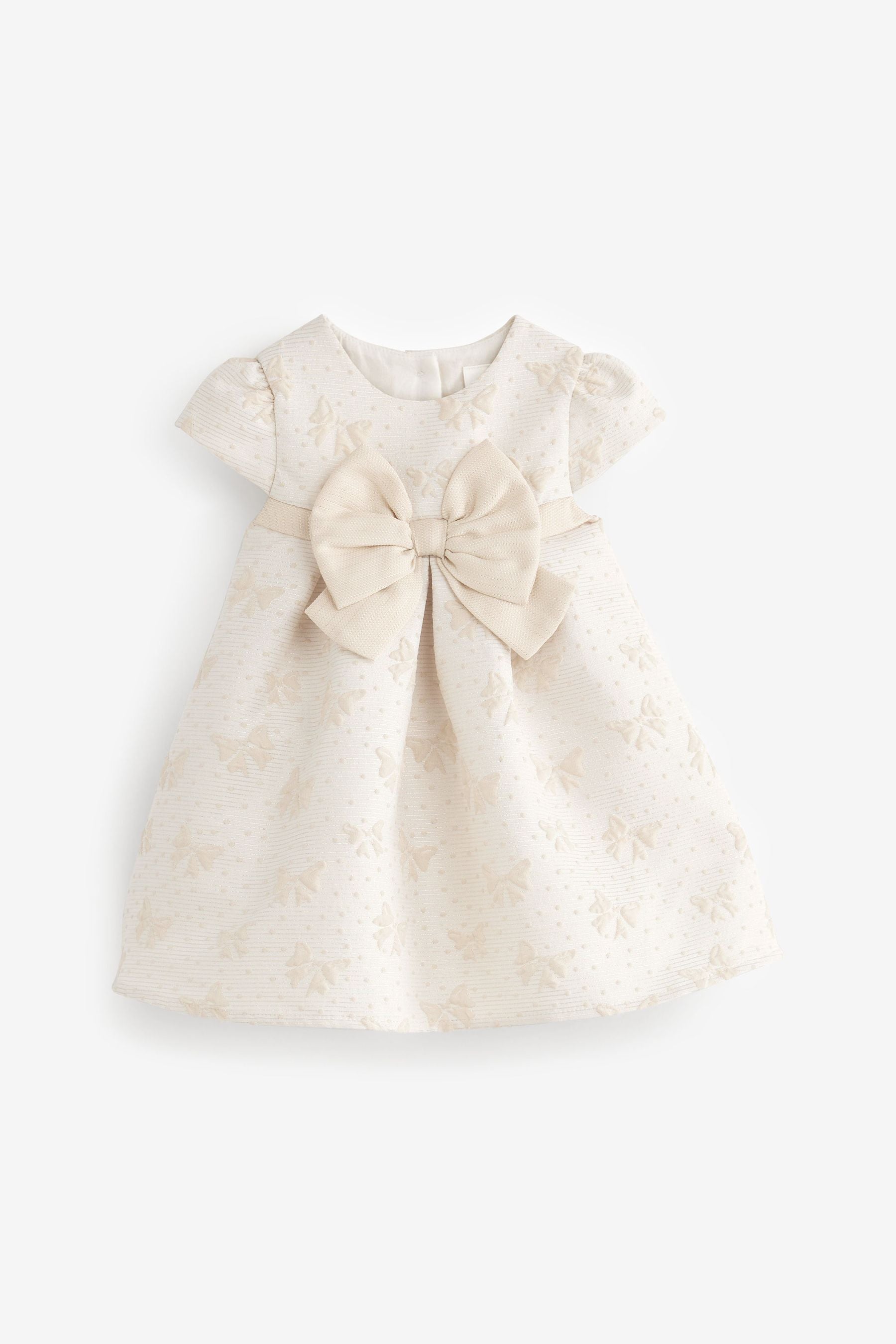 Cream Baby Prom Dress With Bow (0mths-2yrs)