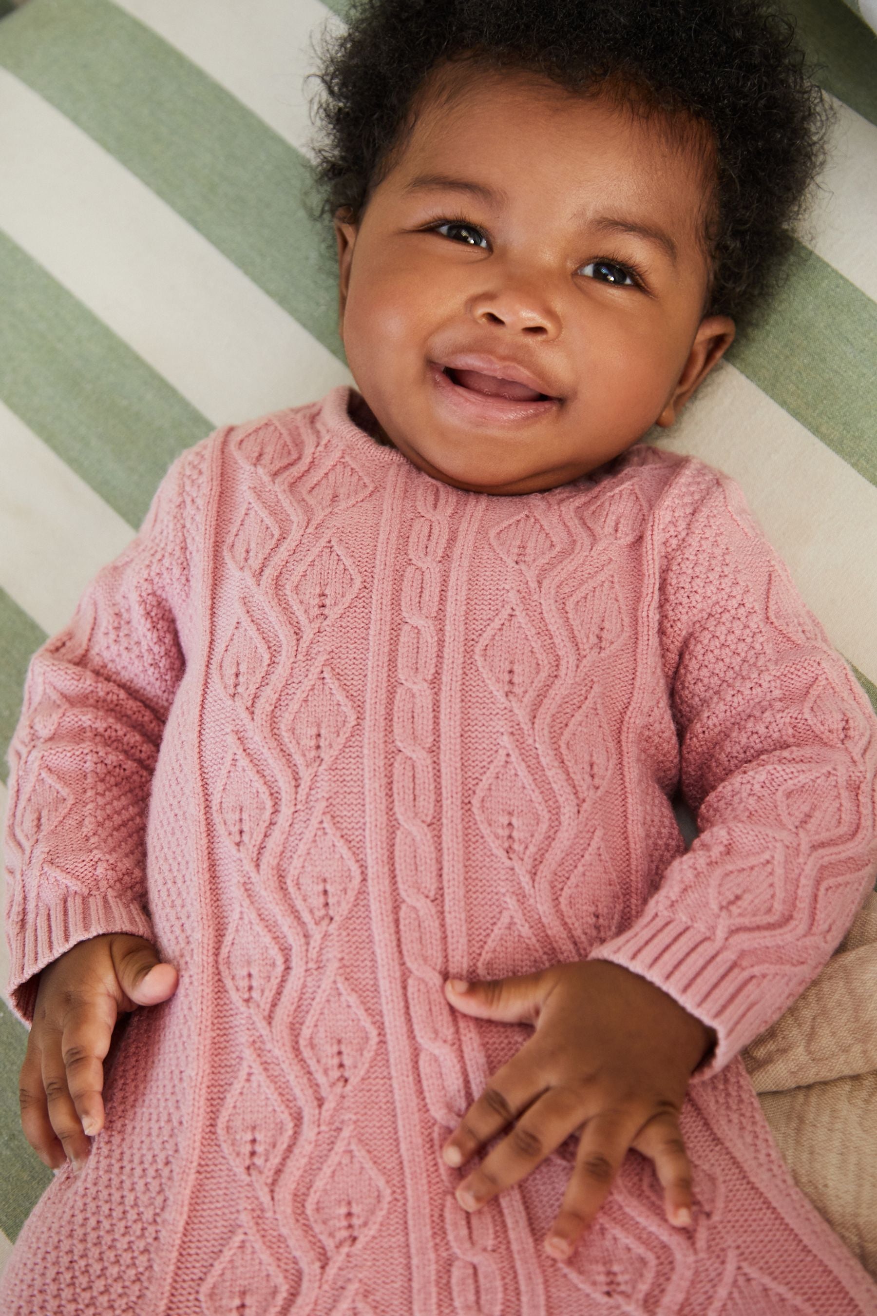 Pink Cable Knit Baby Romper (0mths-2yrs)