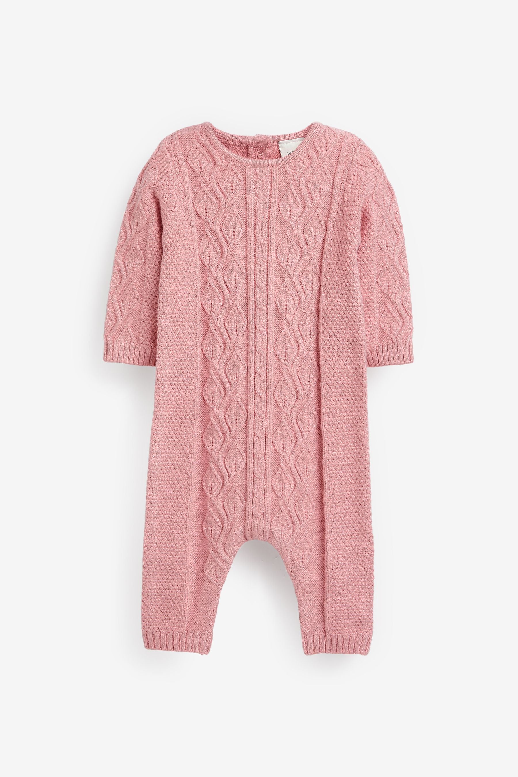 Pink Cable Knit Baby Romper (0mths-2yrs)