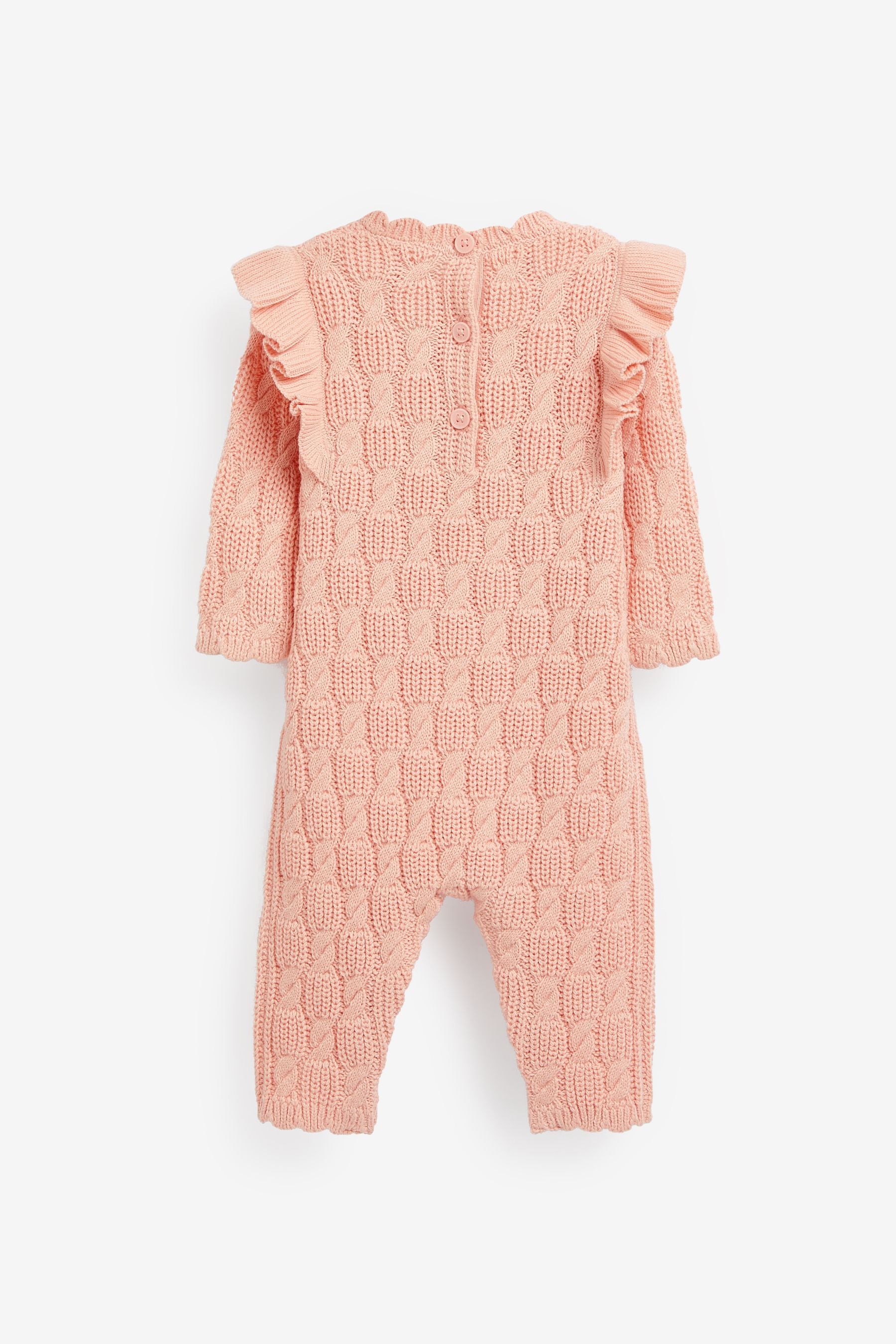 Pale Pink Baby Cable Knitted Rompersuit (0mths-2yrs)