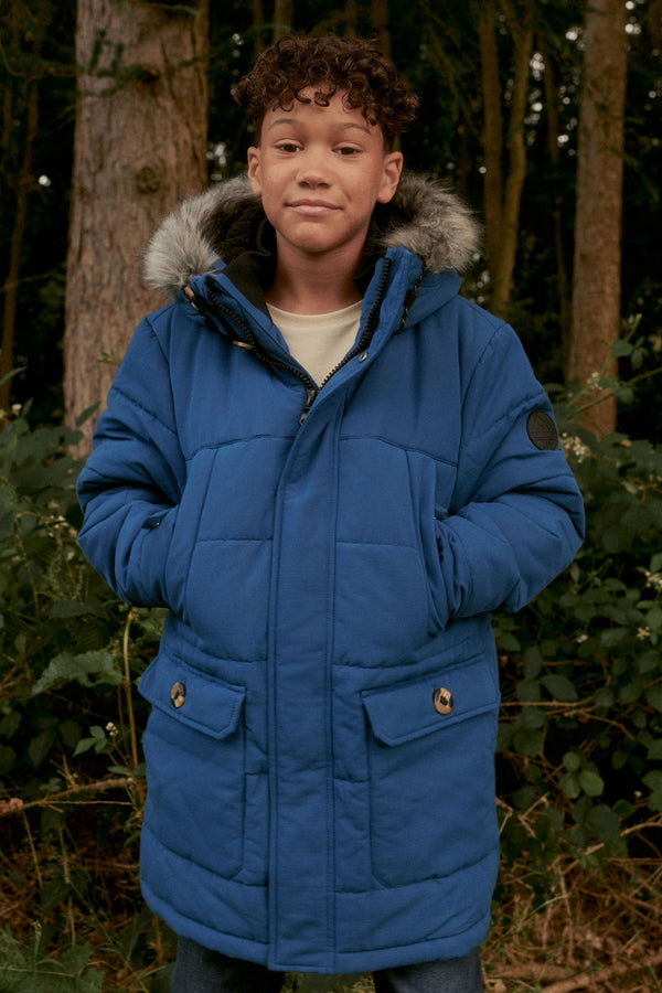 Blue Padded Parka Coat (3-16yrs)