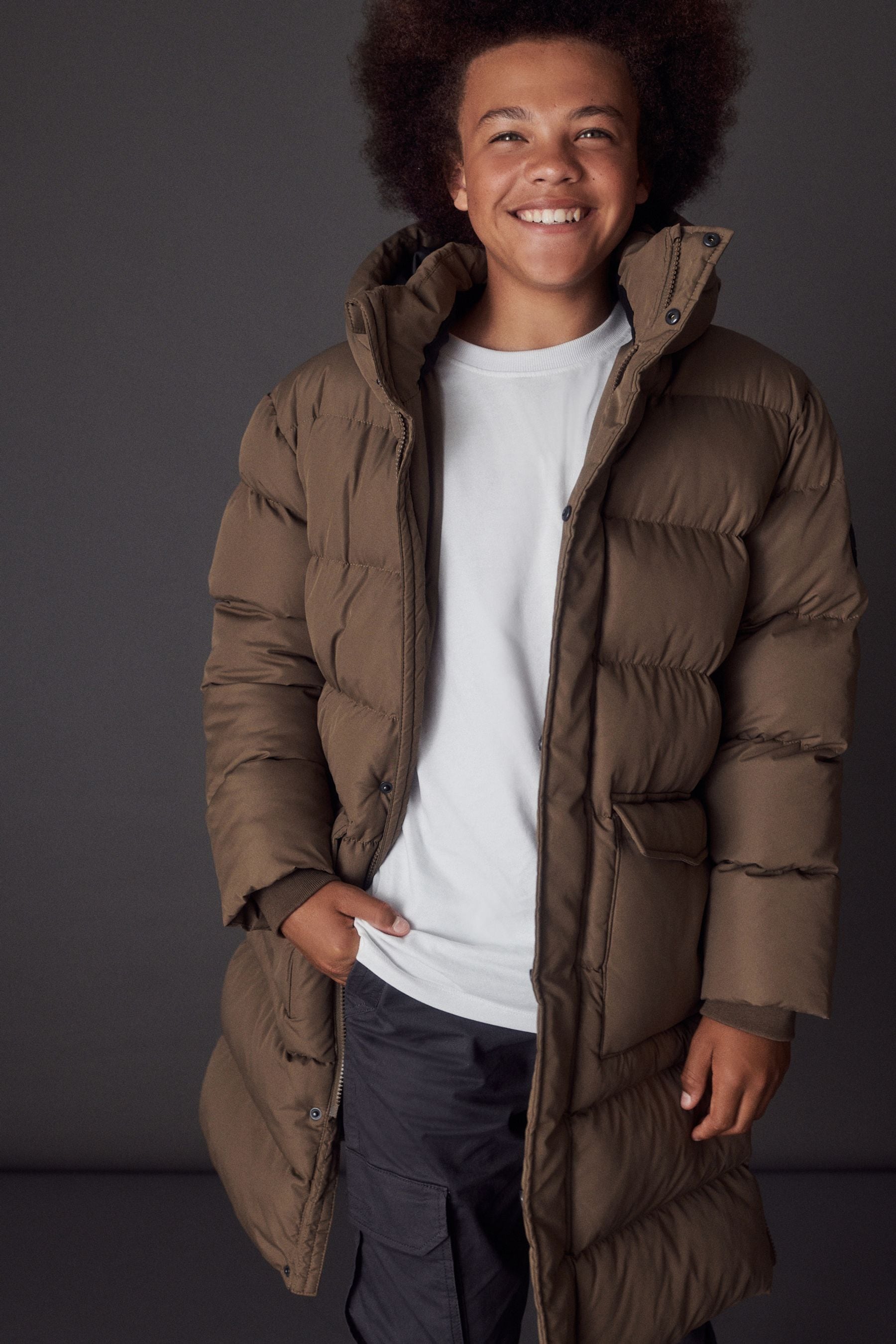 Neutral Extra Longline Puffer Coat (3-16yrs)