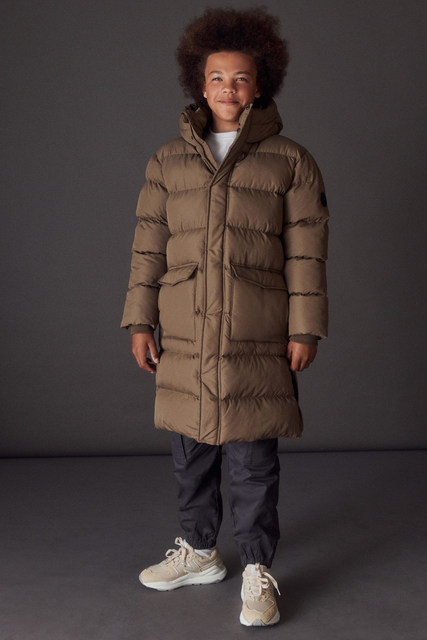 Neutral Extra Longline Puffer Coat (3-16yrs)