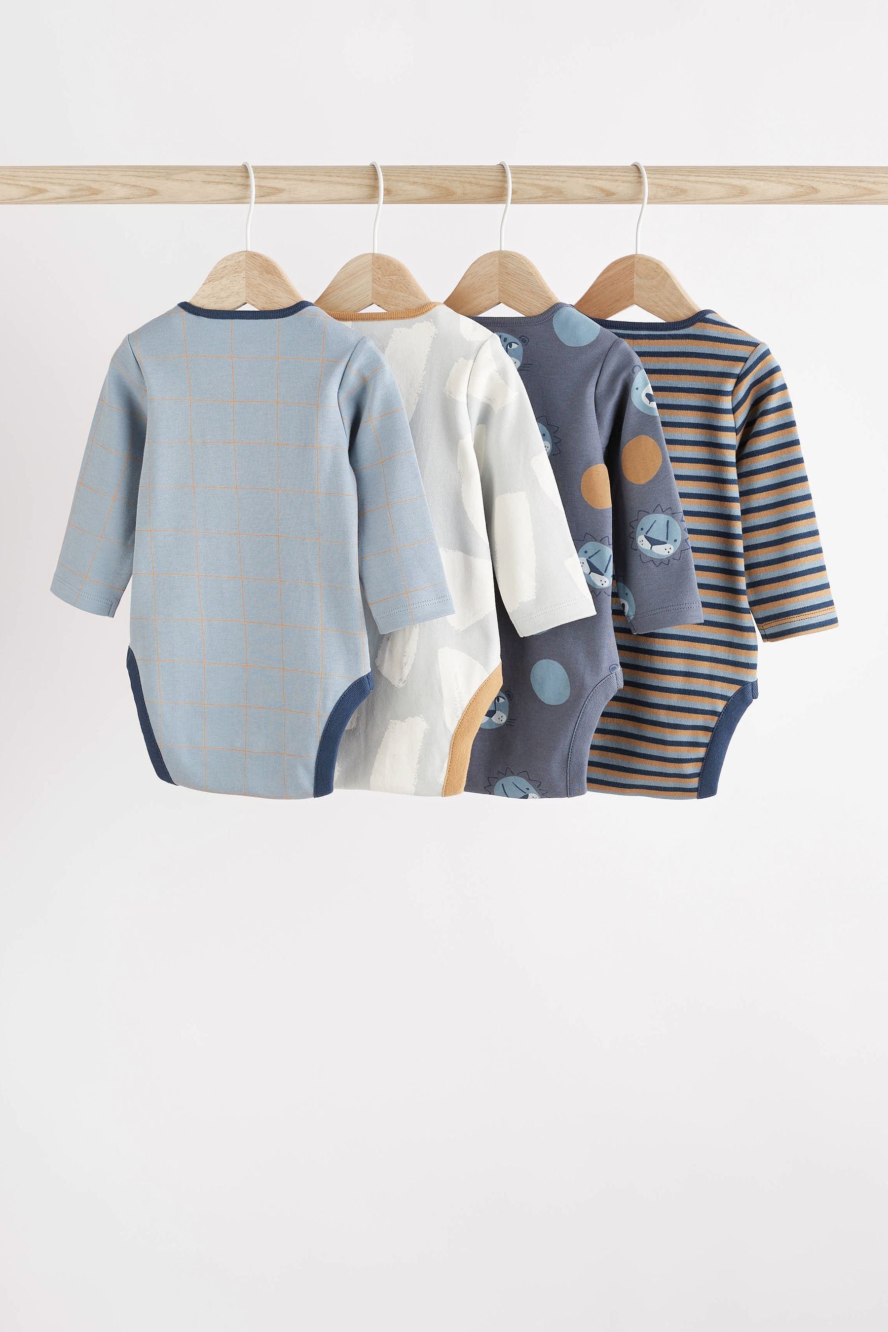 Blue Bear Baby Long Sleeve Bodysuits 4 Pack