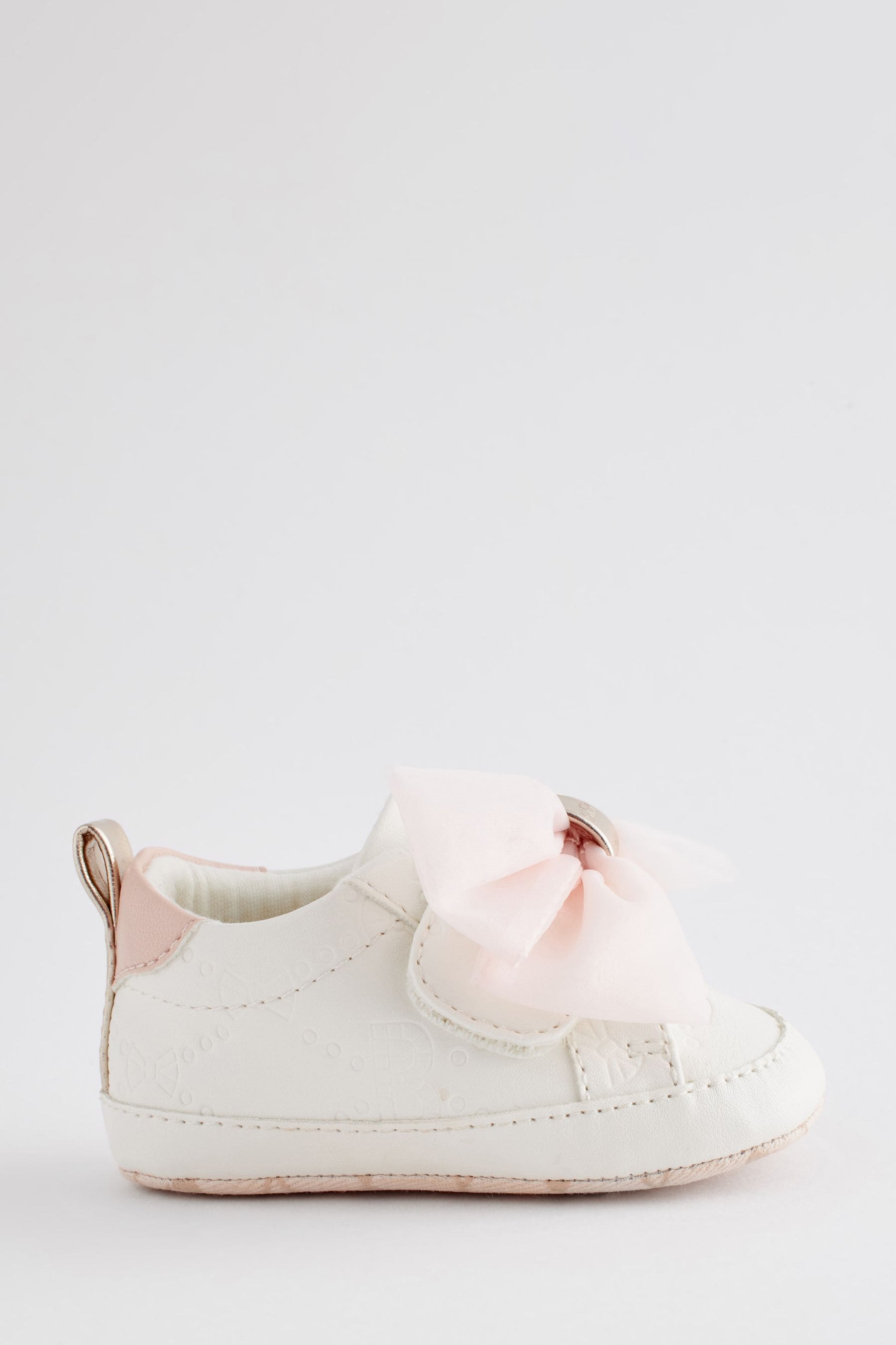 White Baker by Ted Baker Baby Girls White and Pink Organza Bow Trainer Padders