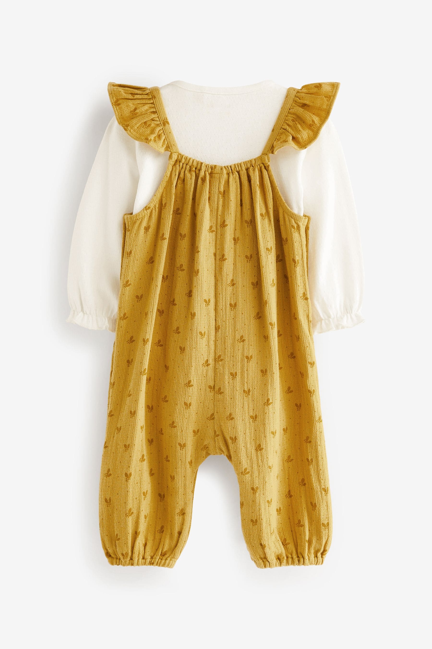 Ochre Yellow Baby Woven Dungarees and Bodysuit Set (0mths-2yrs)