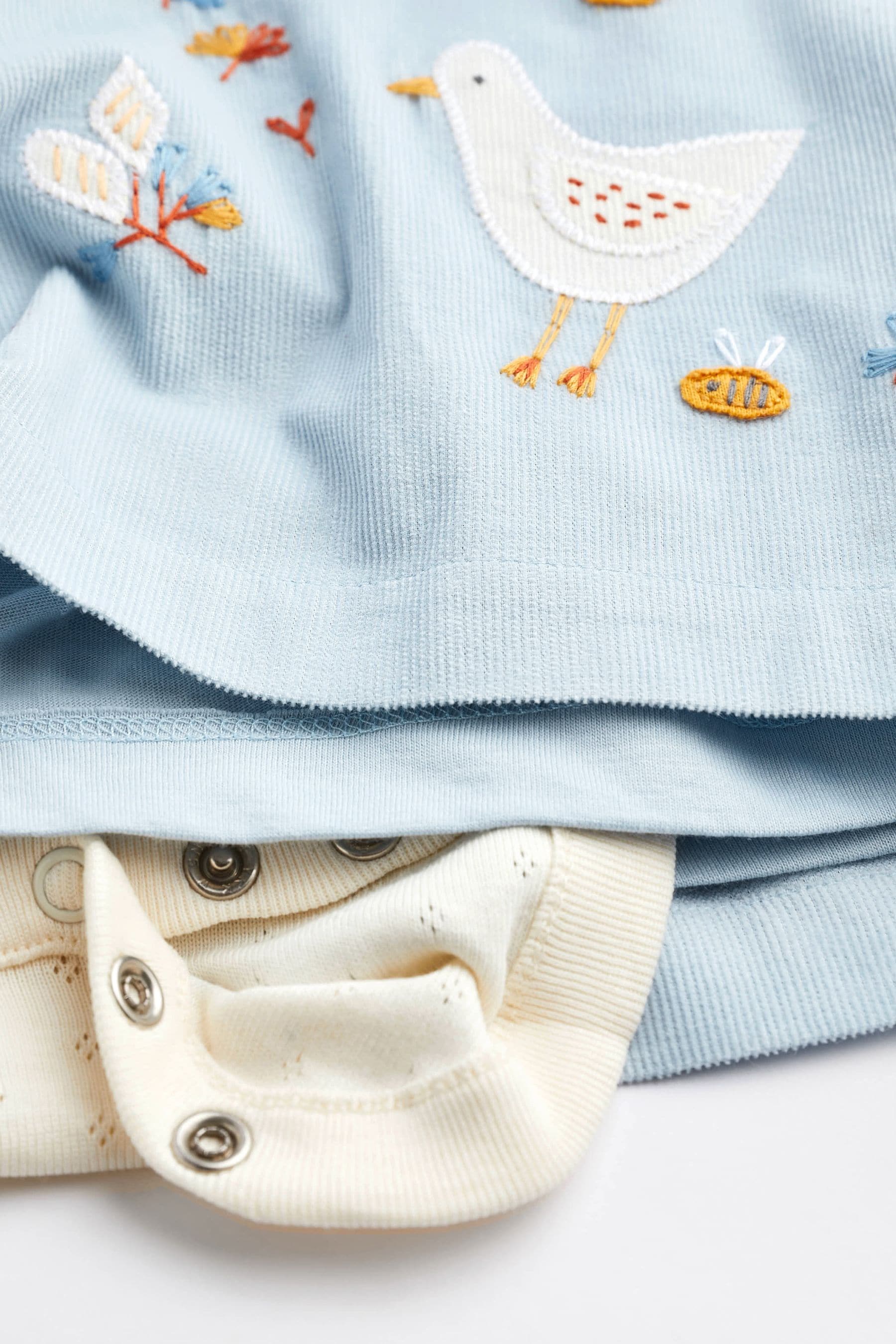 Blue Baby Pinafore Dress And Bodysuit 3 Piece Set (0mths-2yrs)