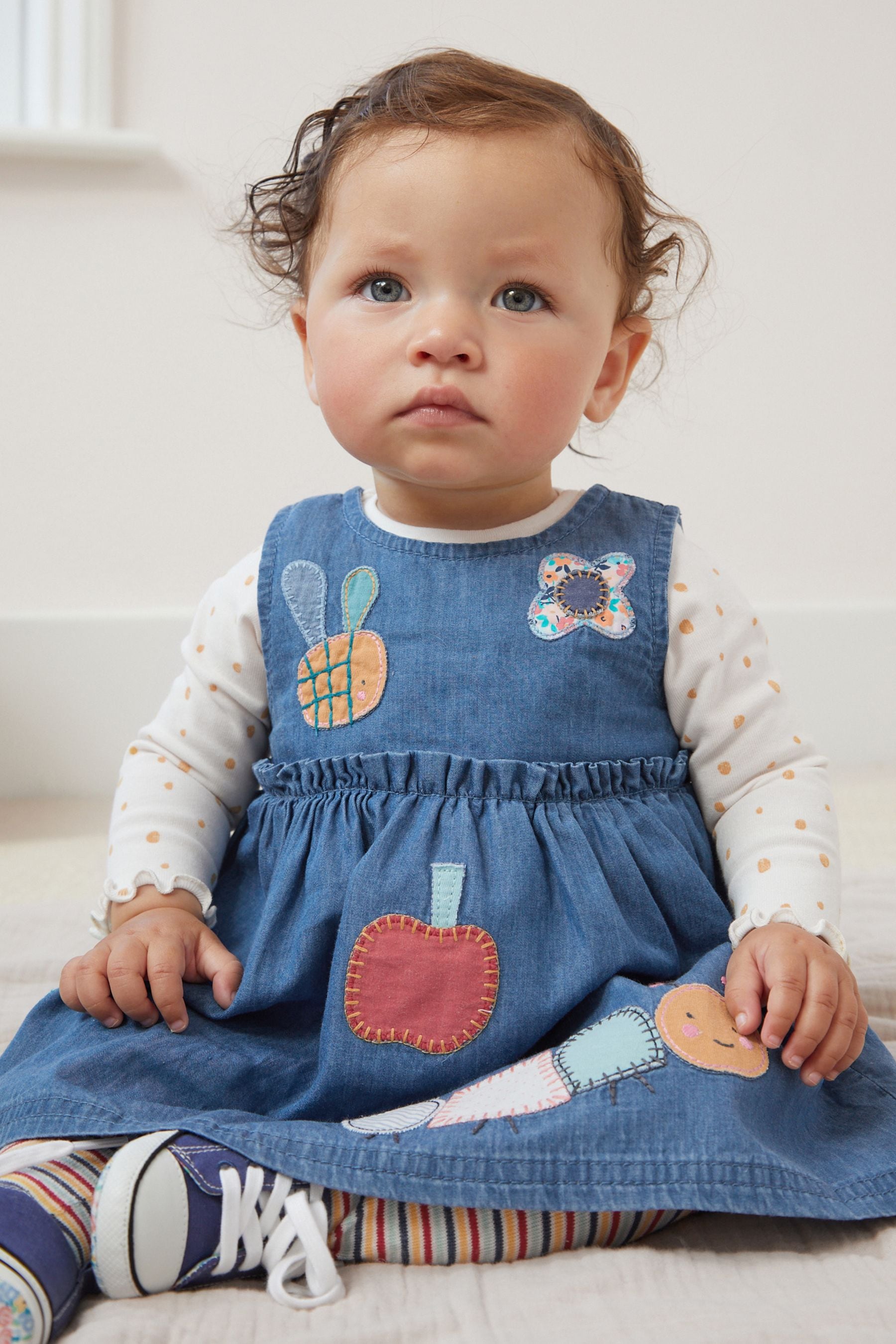 Denim Character Appliquéée Baby Dress And Bodysuit (0mths-2yrs)