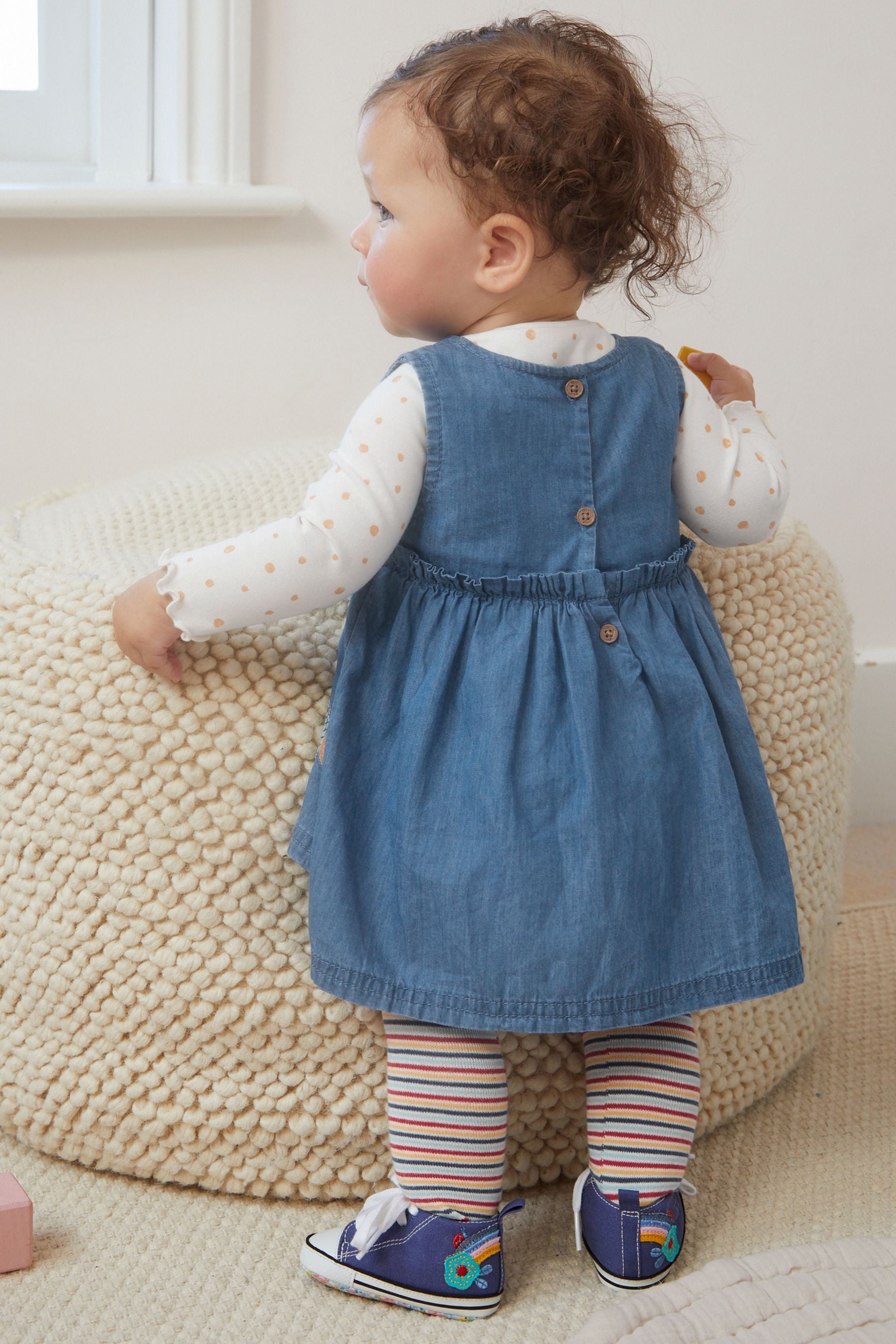 Denim Character Appliquéée Baby Dress And Bodysuit (0mths-2yrs)