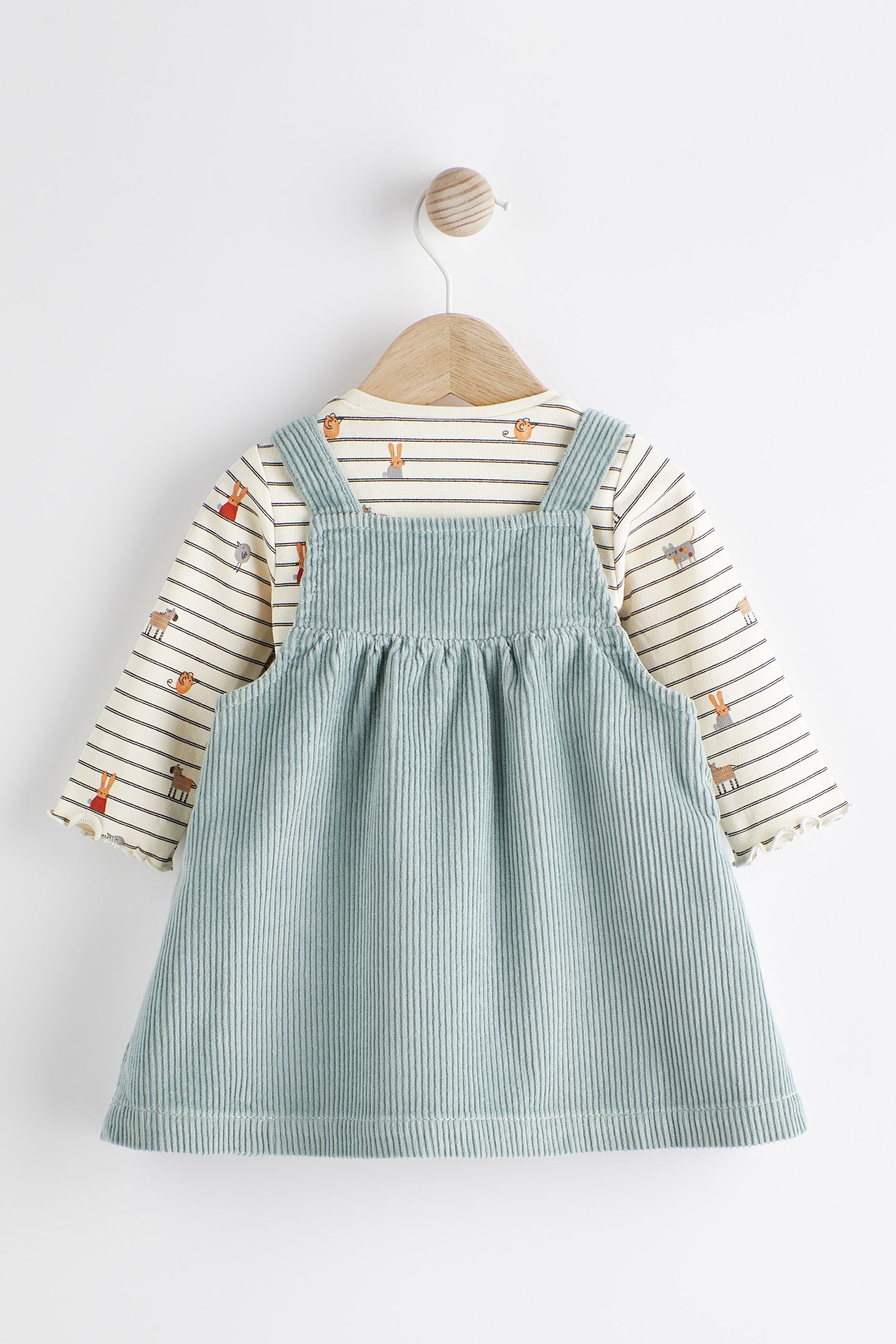 Teal Blue Baby Corduroy Pinafore and Bodysuit Set (0mths-2yrs)