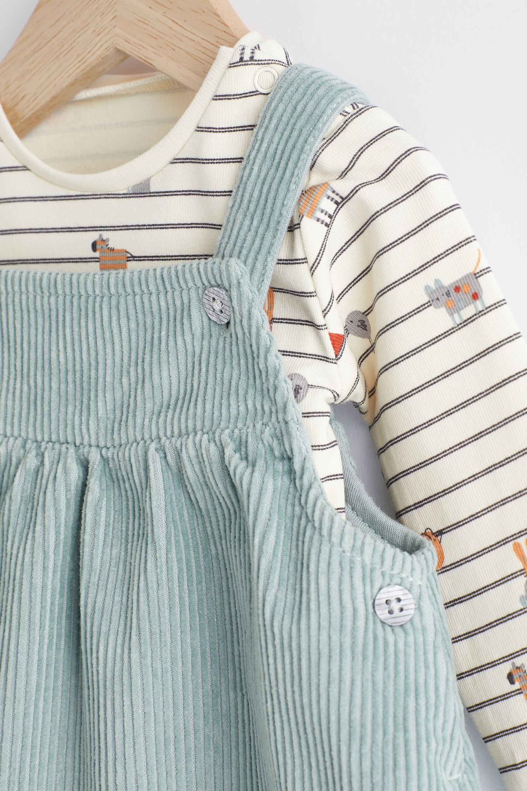 Teal Blue Baby Corduroy Pinafore and Bodysuit Set (0mths-2yrs)