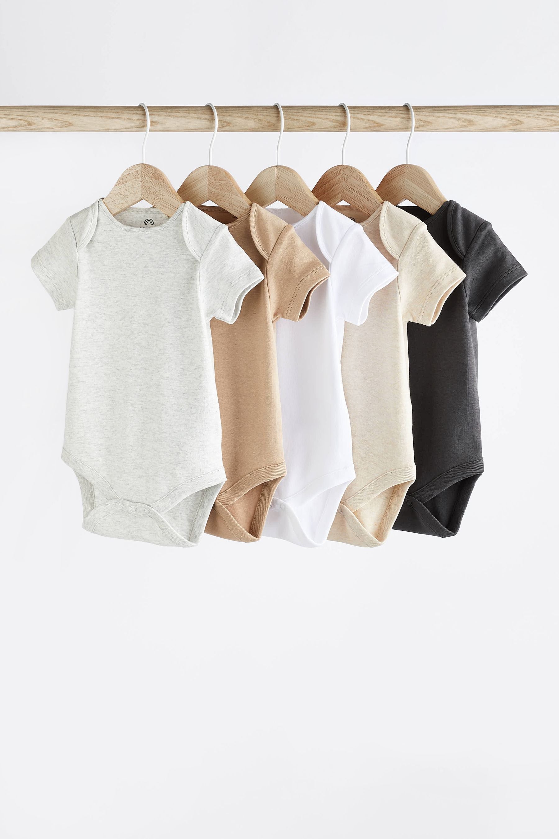 Neutral Essential Baby Short Sleeve Bodysuits 5 Pack