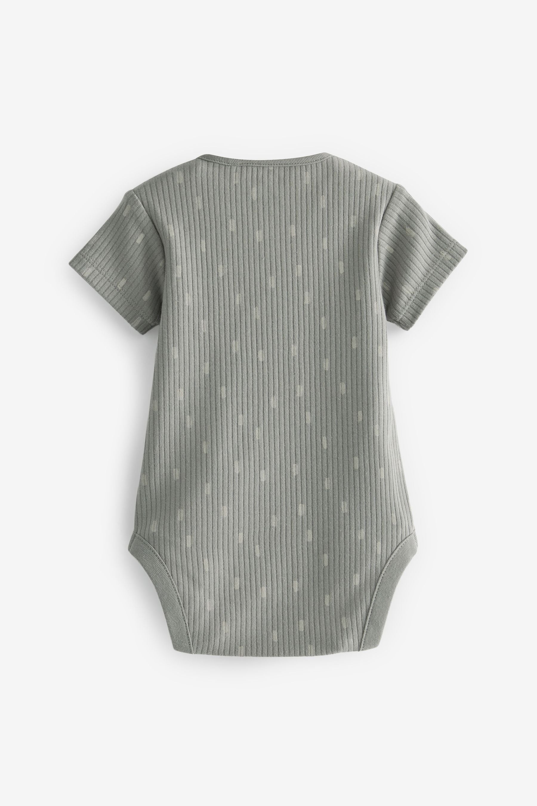 Grey Baby Short Sleeve Rib Bodysuits 3 Pack