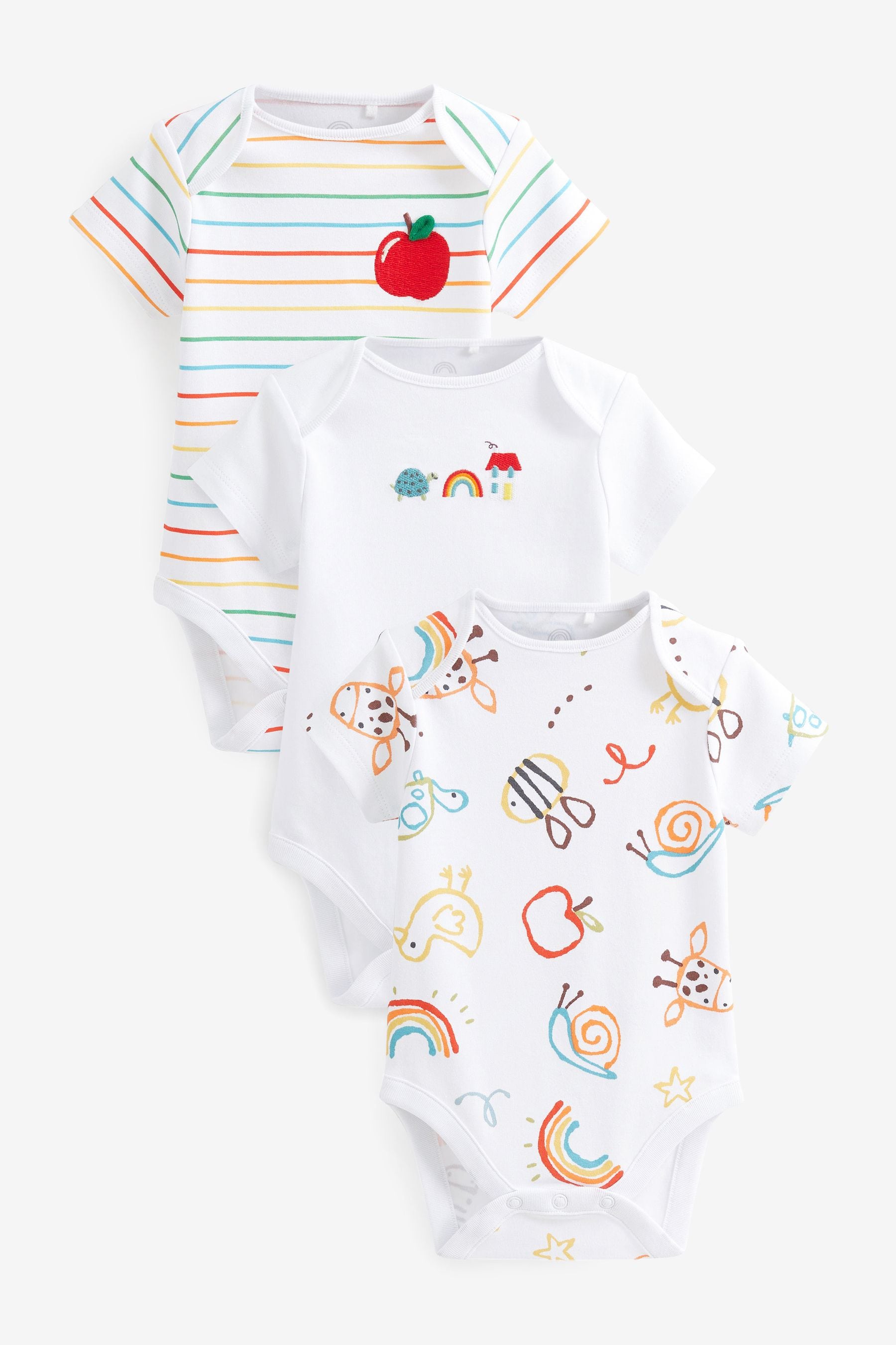 Bright Baby Short Sleeve Bodysuits 3 Pack