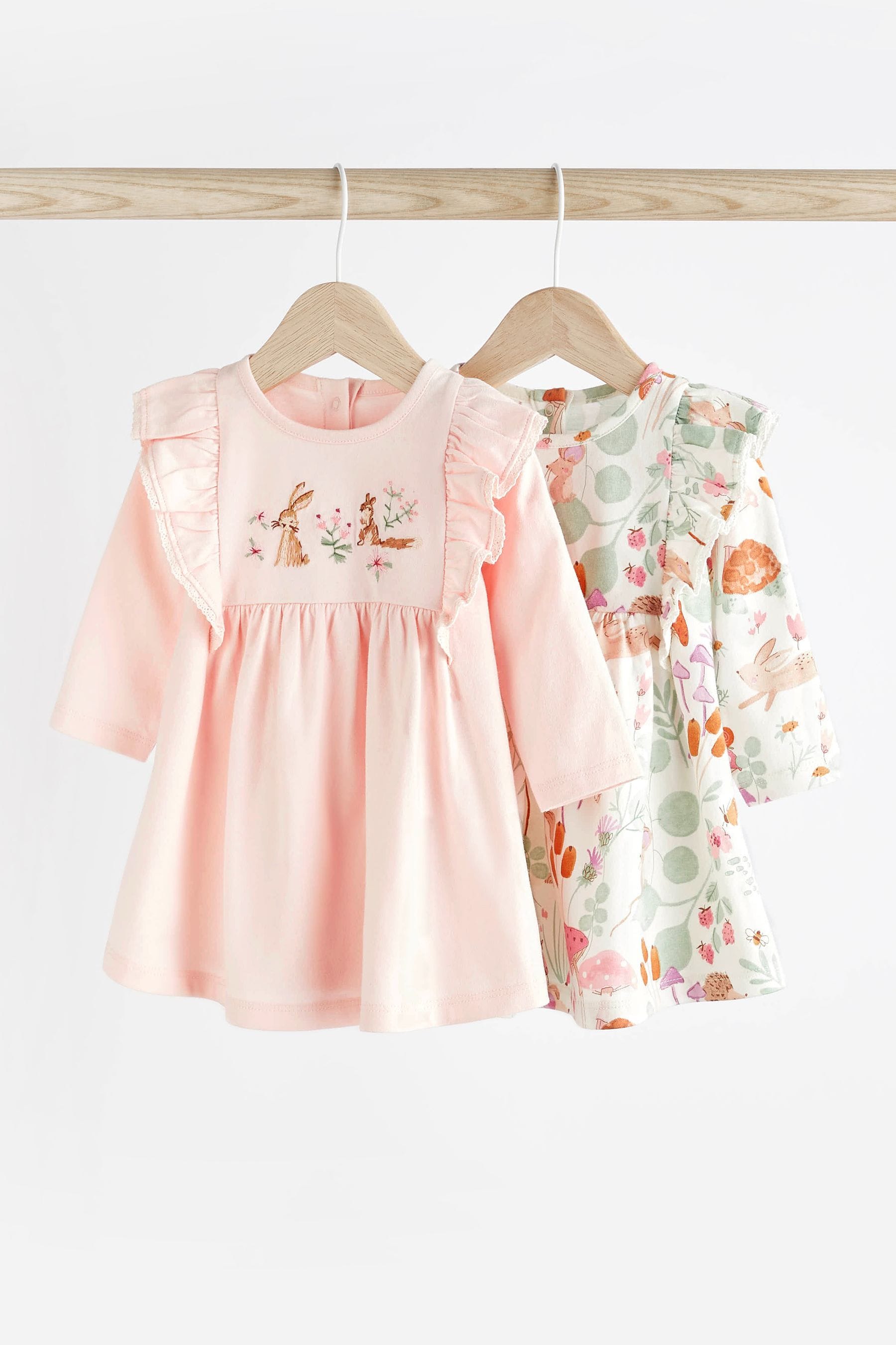 Pale Pink Baby Jersey Frill Dress 2 Pack (0mths-2yrs)