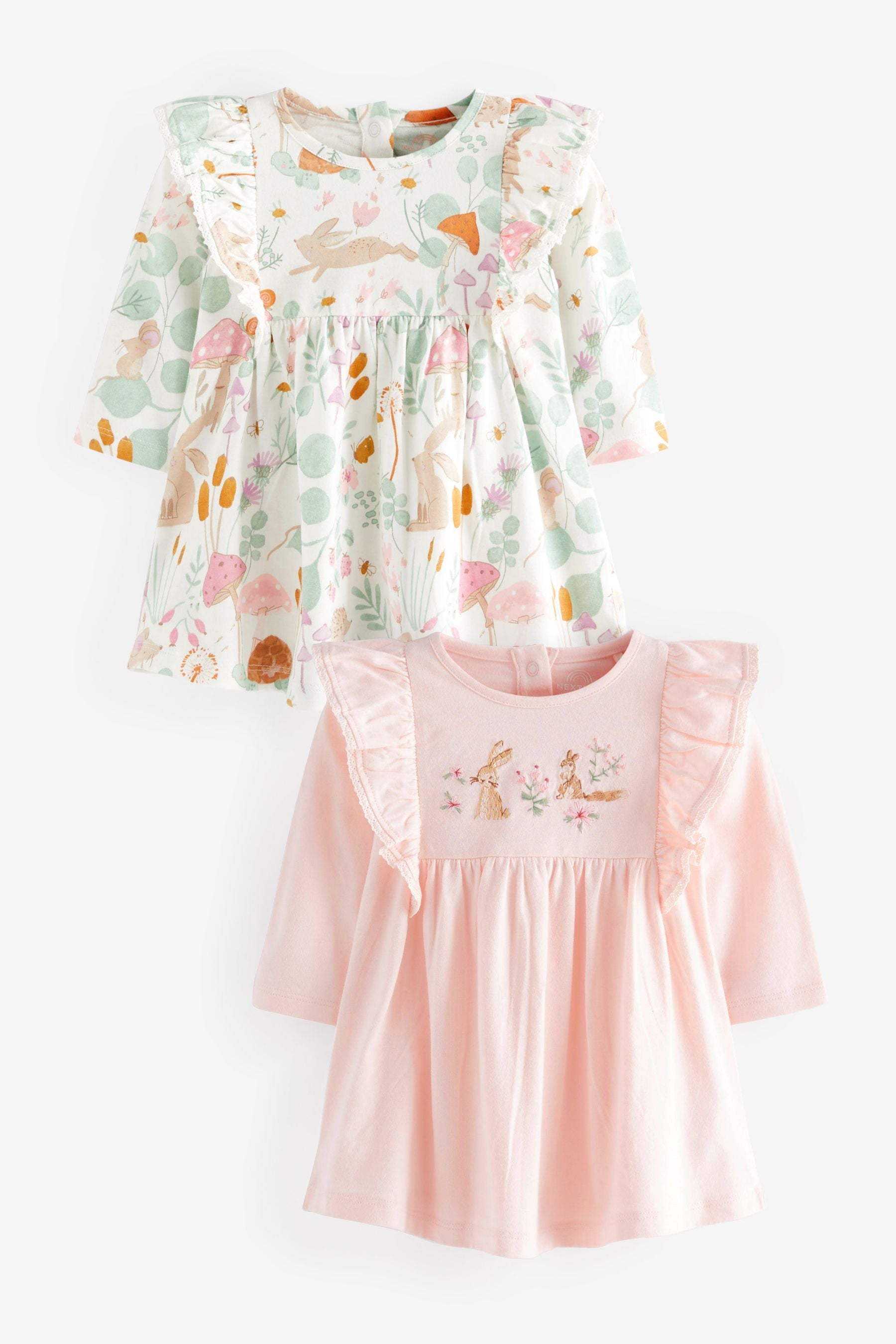 Pale Pink Baby Jersey Frill Dress 2 Pack (0mths-2yrs)