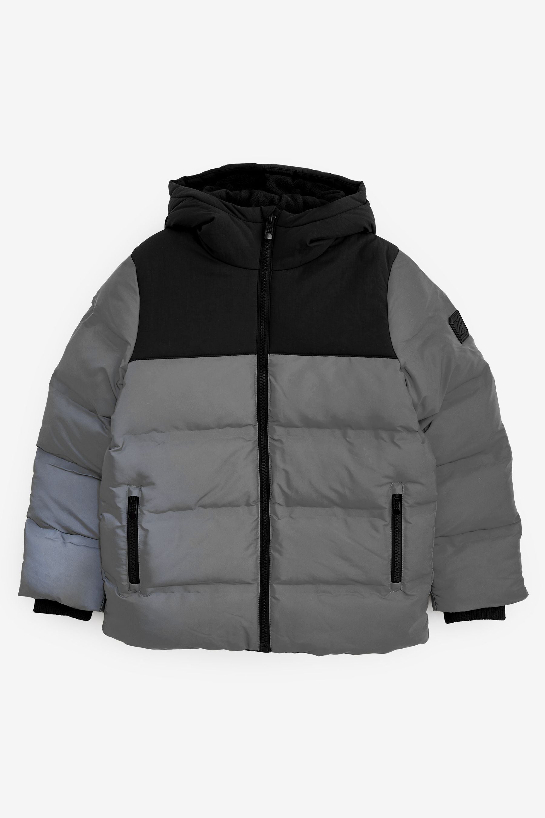 Silver Reflective Fleece Lined Padded Puffer Coat (3-16yrs)