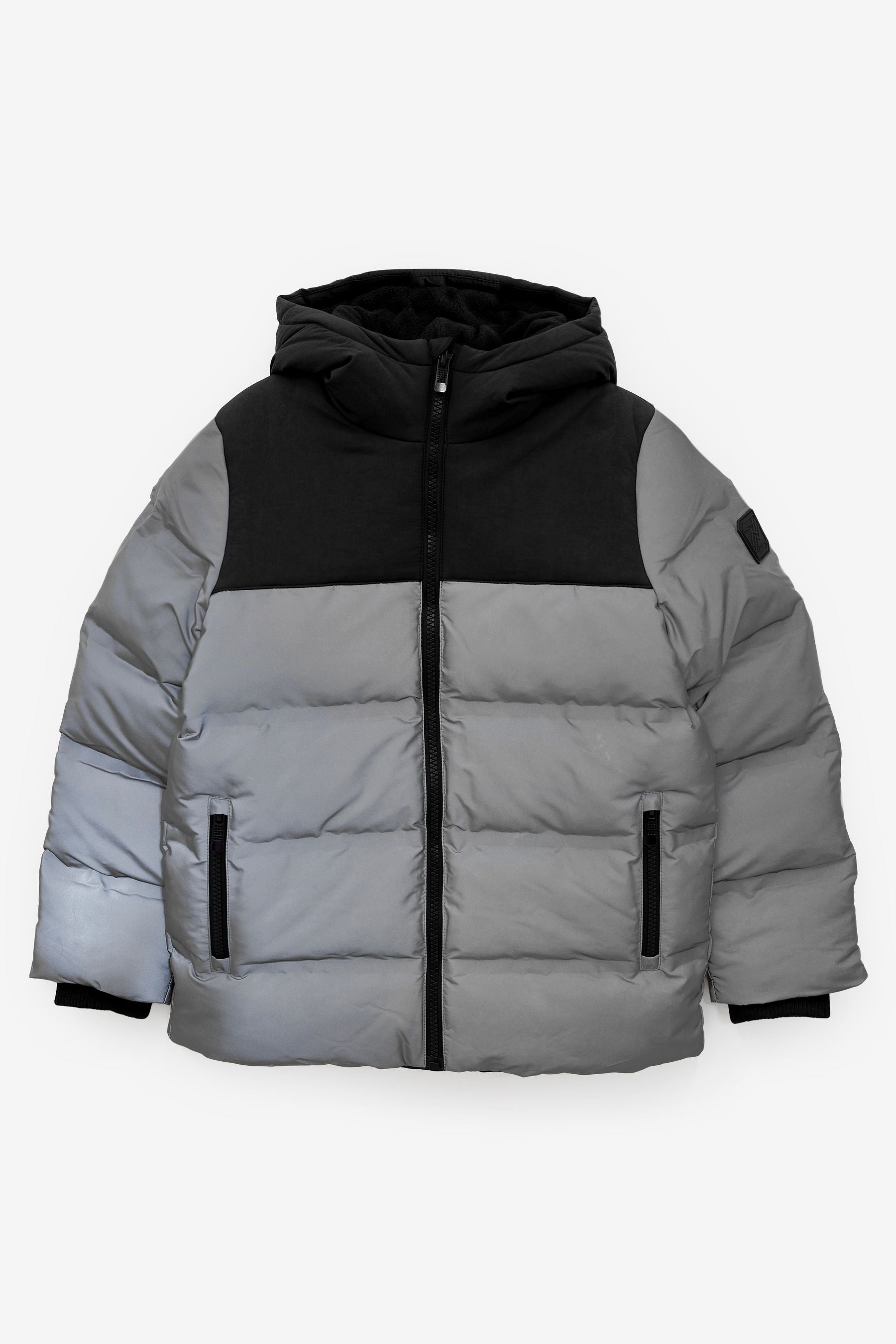 Silver Reflective Fleece Lined Padded Puffer Coat (3-16yrs)