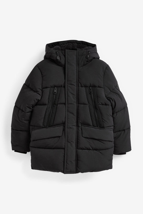 Black Padded Puffer Coat (3-16yrs)