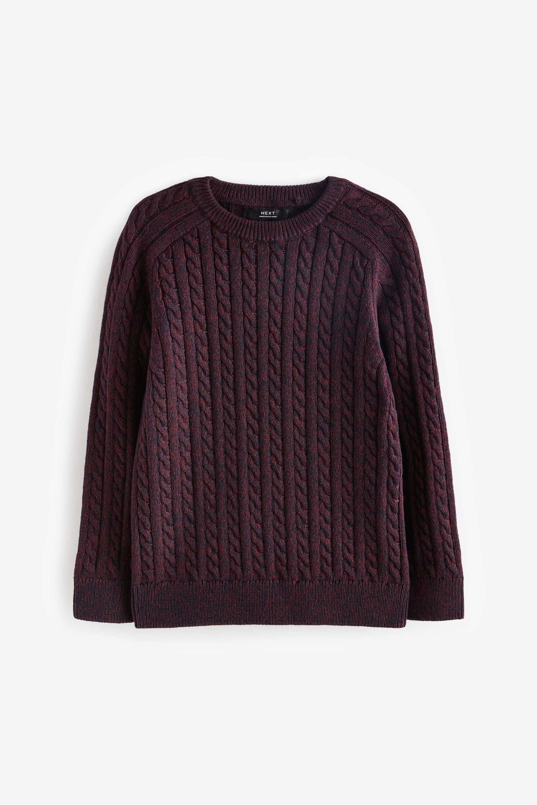 Plum Purple Cable Knit Crew Jumper (3-16yrs)