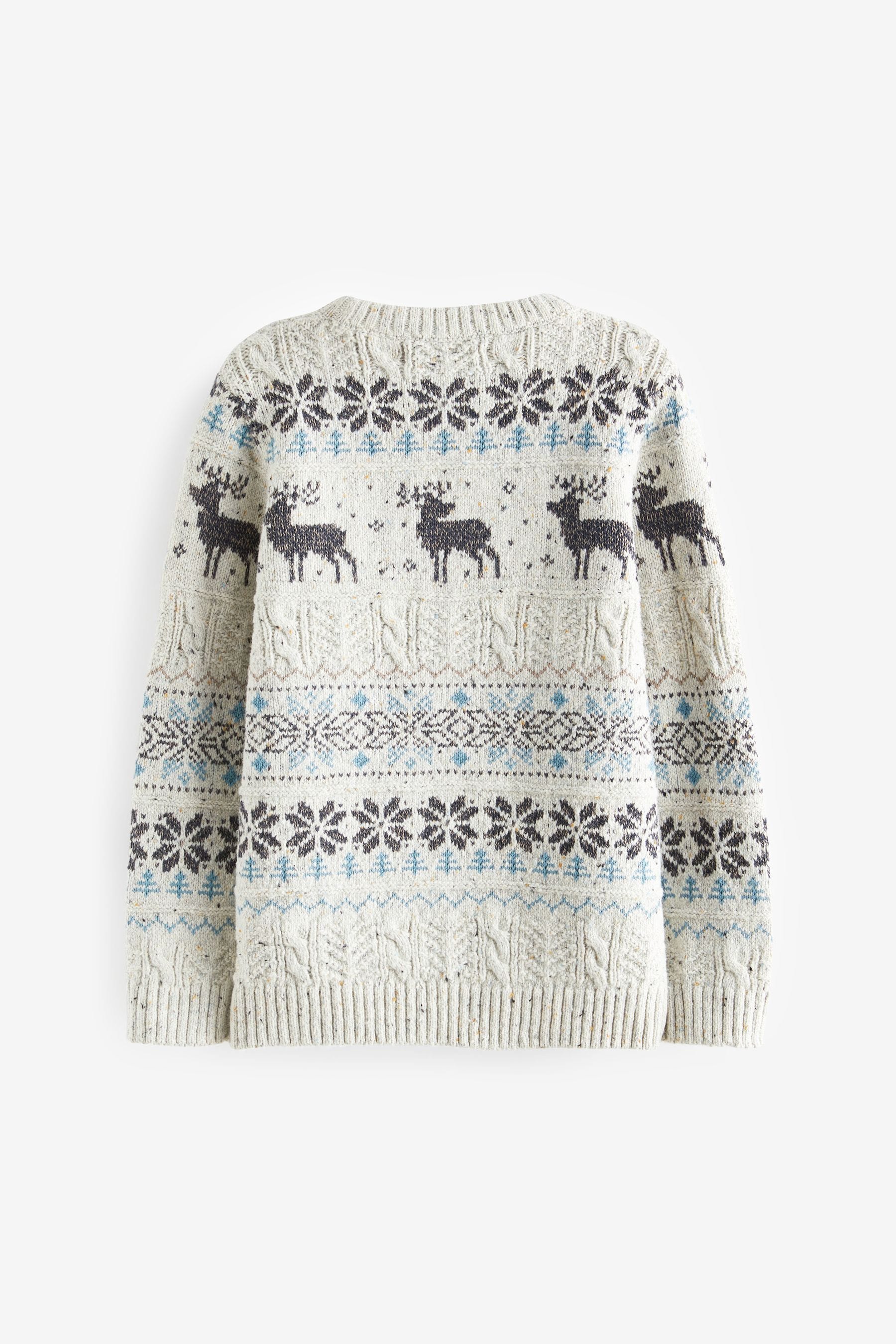 Grey Fairisle Pattern Knitted Christmas Jumper (3mths-16yrs)