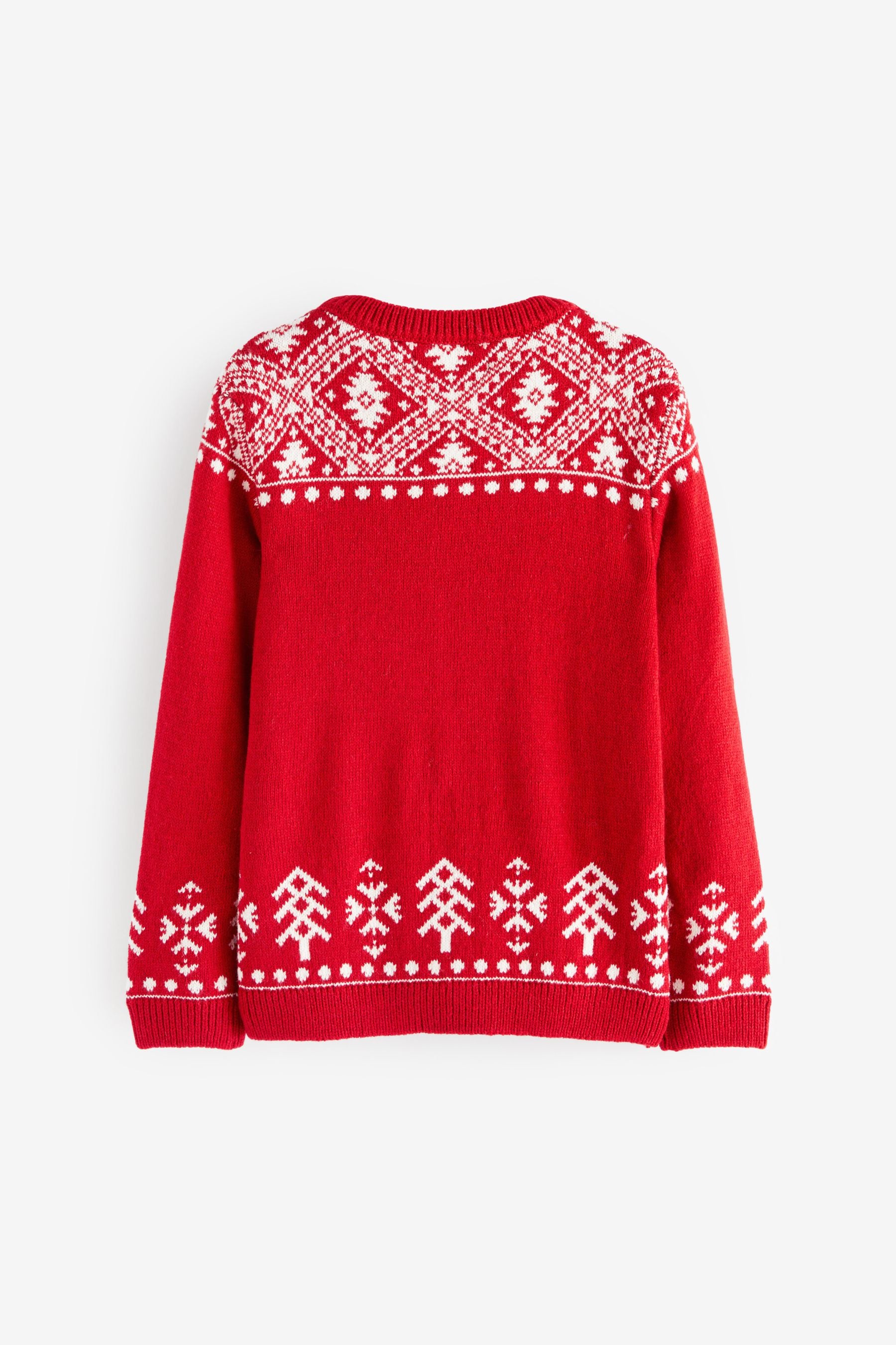 Red Reindeer Fairisle Pattern Knitted Christmas Jumper (3mths-16yrs)