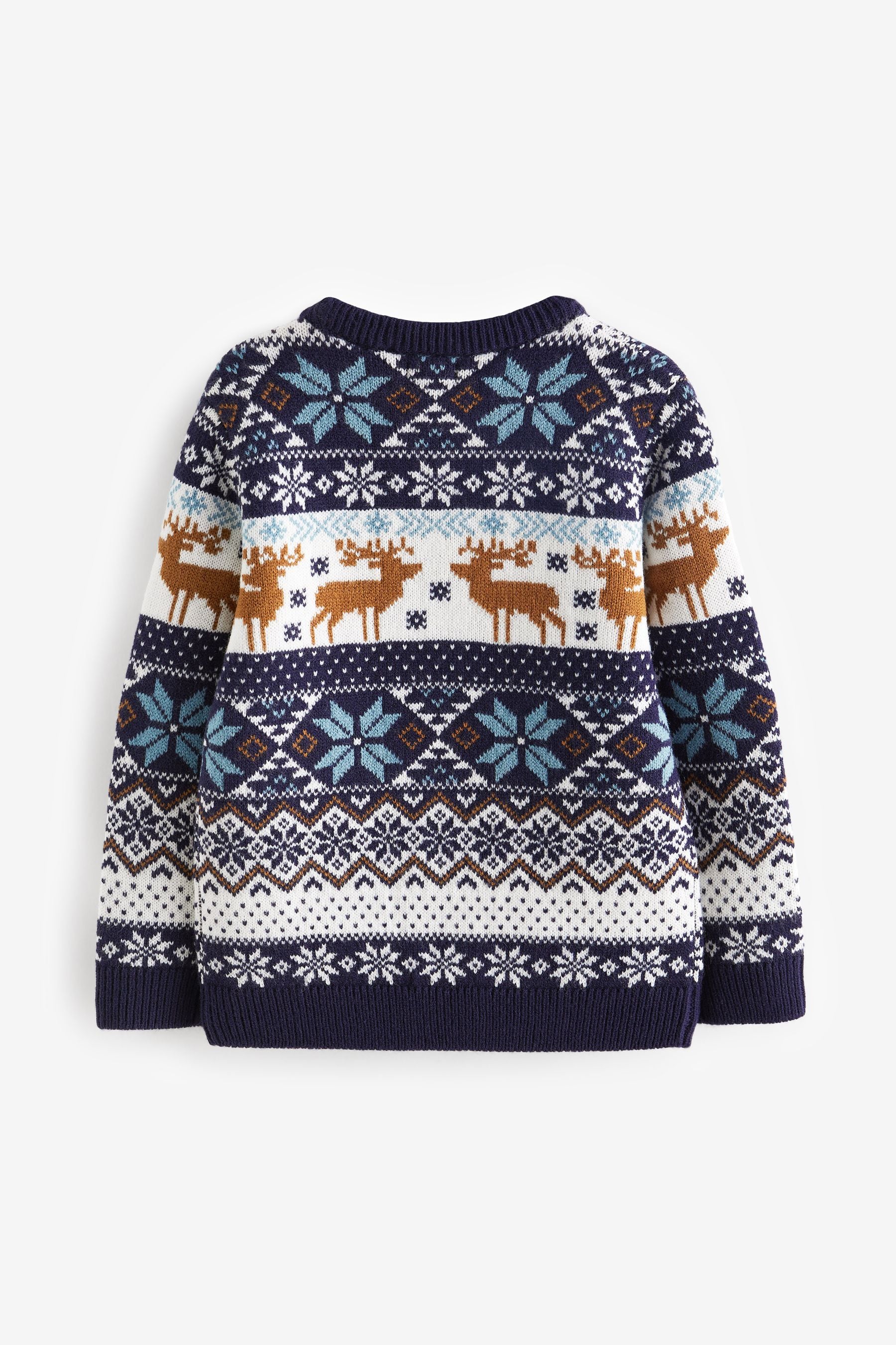 Navy Stag Matching Family Older Boys Wrap Knitted Christmas Jumper (3mths-16yrs)