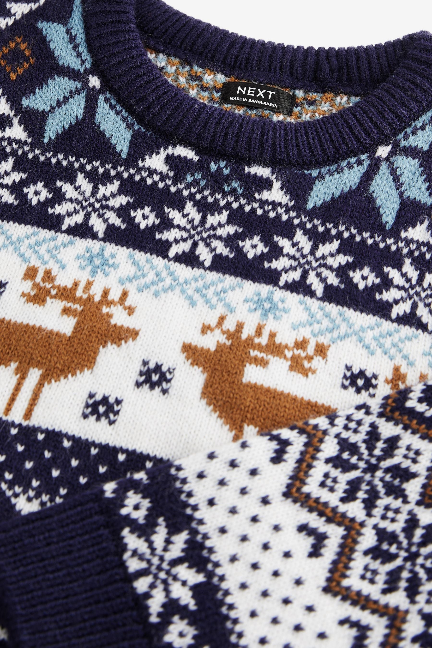 Navy Stag Matching Family Older Boys Wrap Knitted Christmas Jumper (3mths-16yrs)