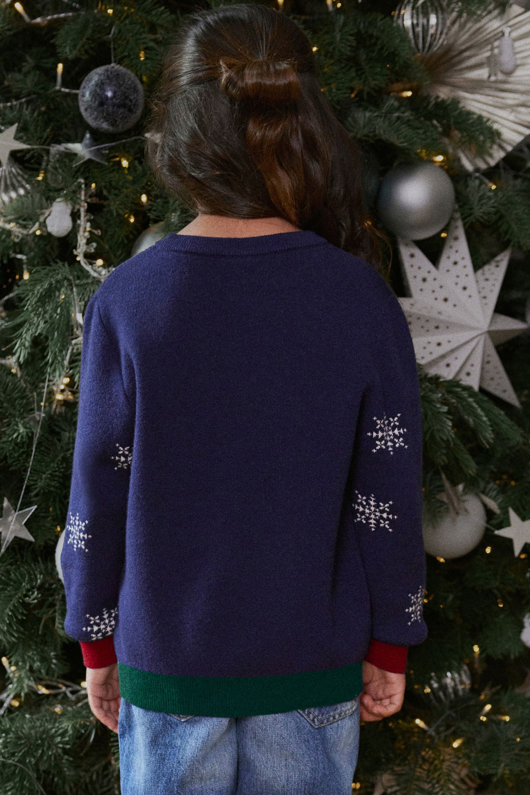 Navy Blue Reindeer Christmas Kids Knitted Jumper (3mths-16yrs)