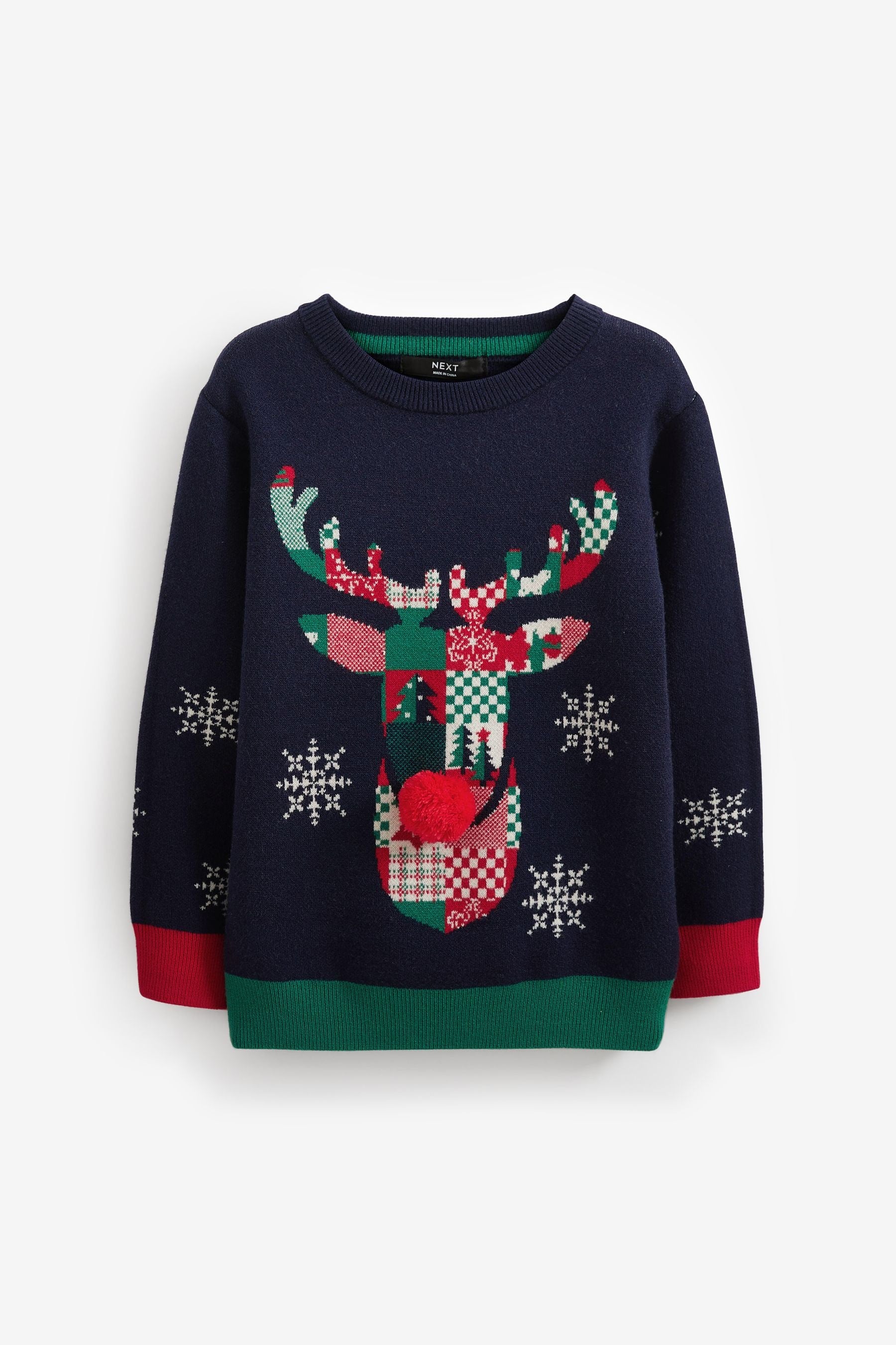 Navy Blue Reindeer Christmas Kids Knitted Jumper (3mths-16yrs)