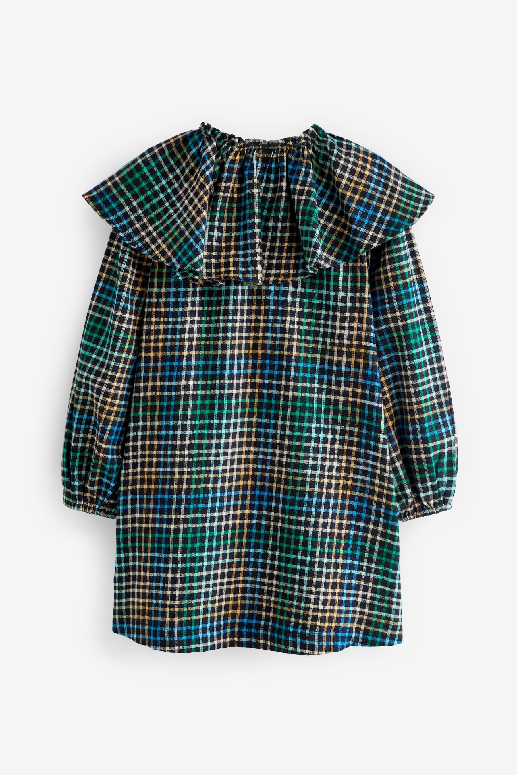 Blue/Green Cape Collar Check Dress (3-16yrs)