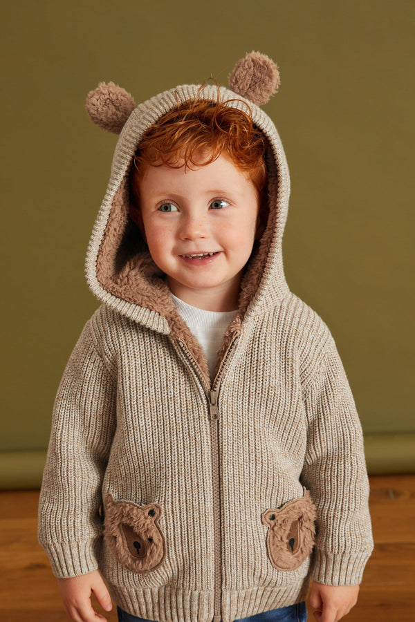 Brown Bear Borg Lined Hooded Cardigan (3mths-7yrs)