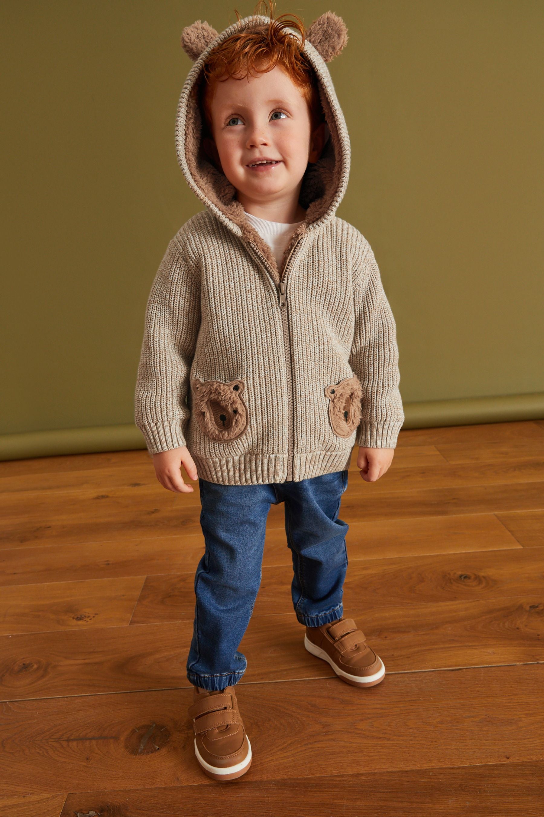 Brown Bear Borg Lined Hooded Cardigan (3mths-7yrs)