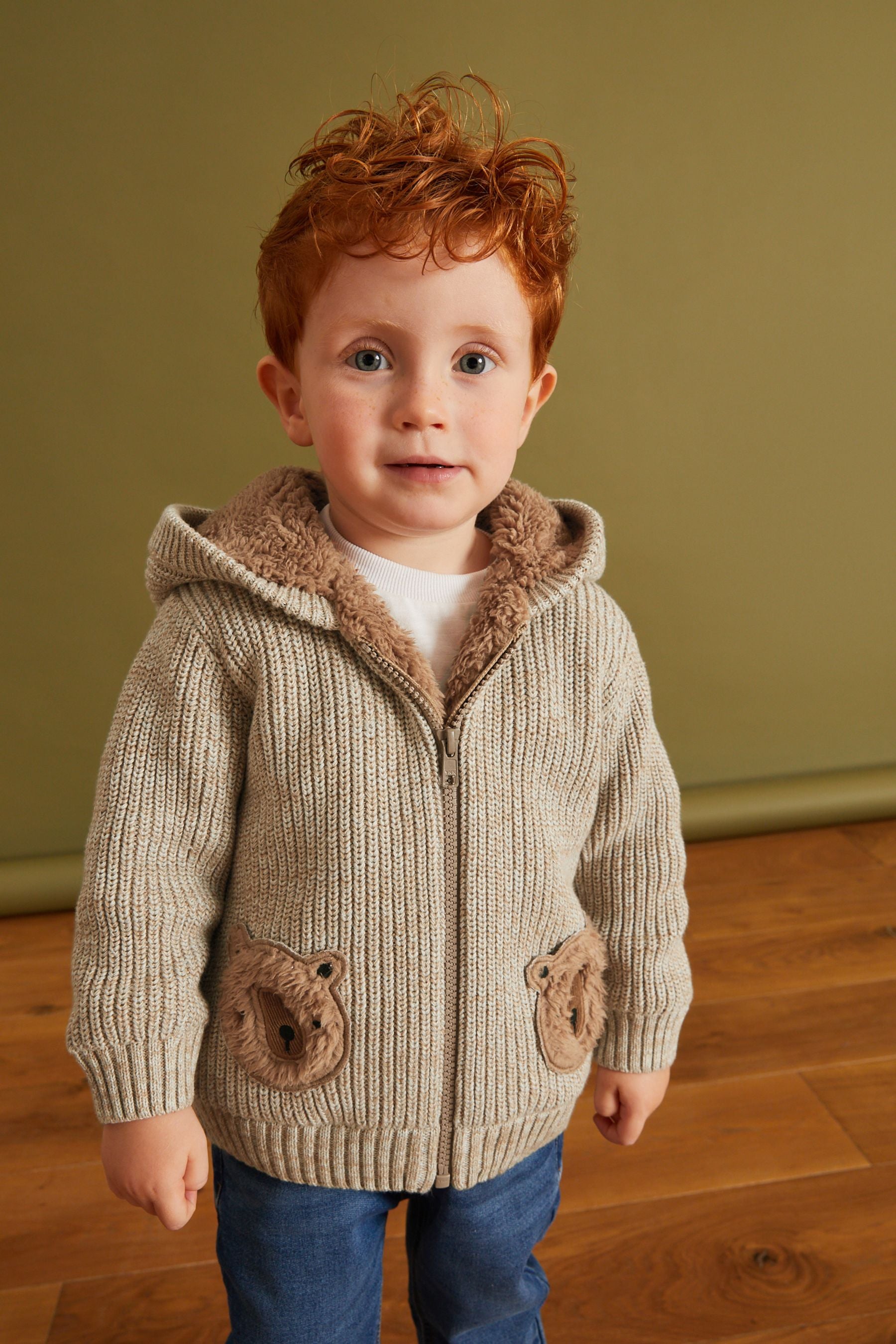 Brown Bear Borg Lined Hooded Cardigan (3mths-7yrs)