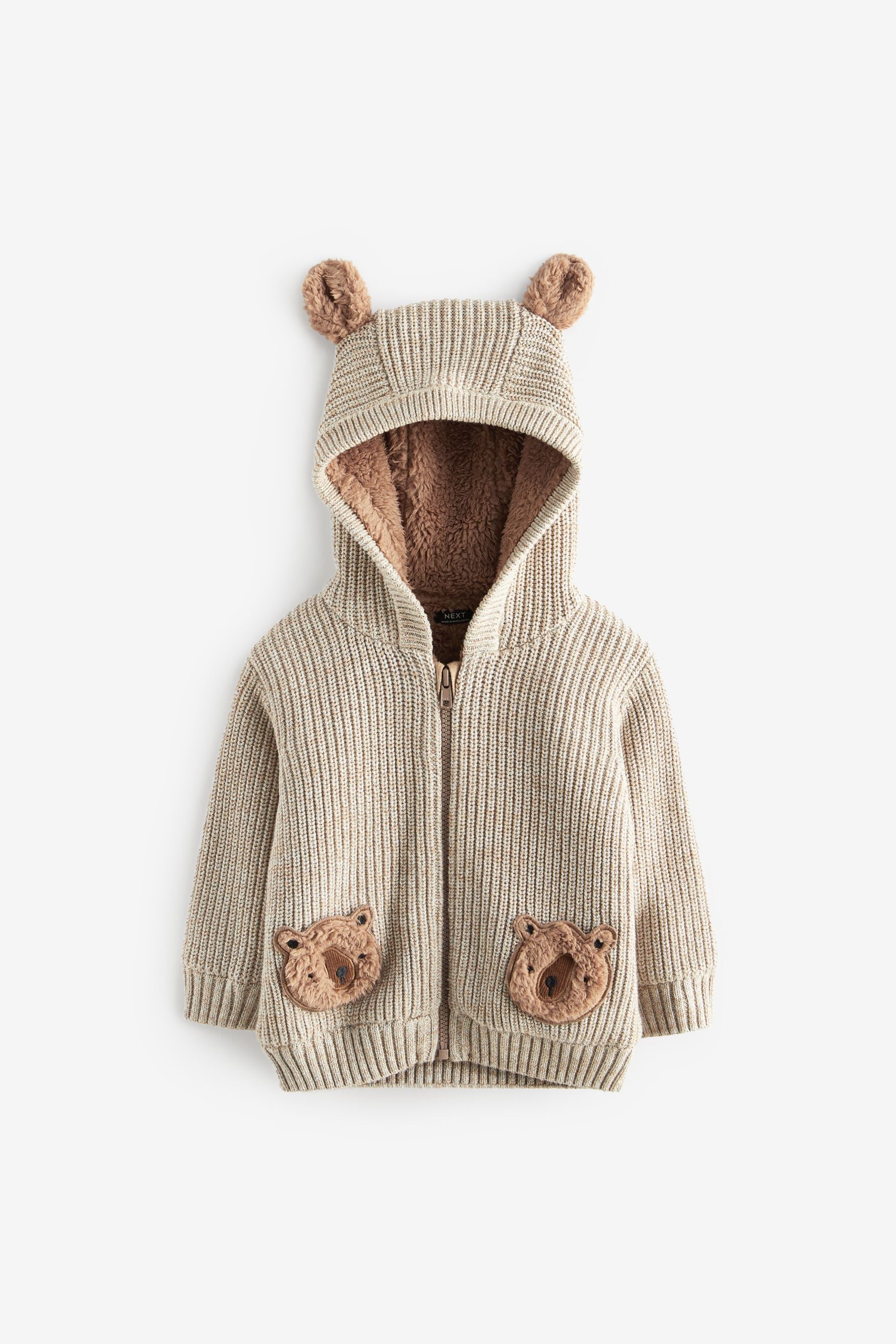 Brown Bear Borg Lined Hooded Cardigan (3mths-7yrs)