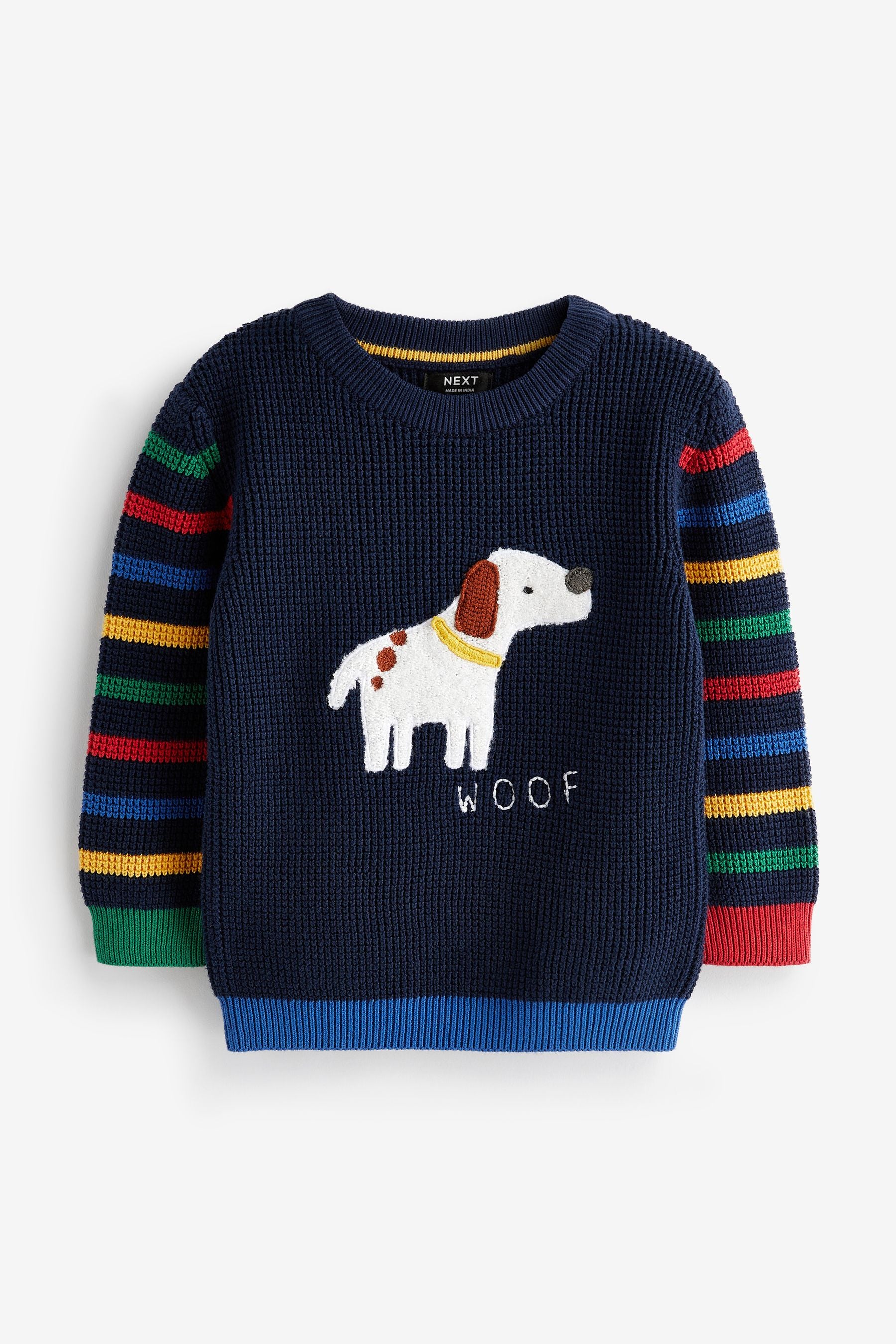 Navy Blue Dog Animal Character Crew Jumper (3mths-7yrs)