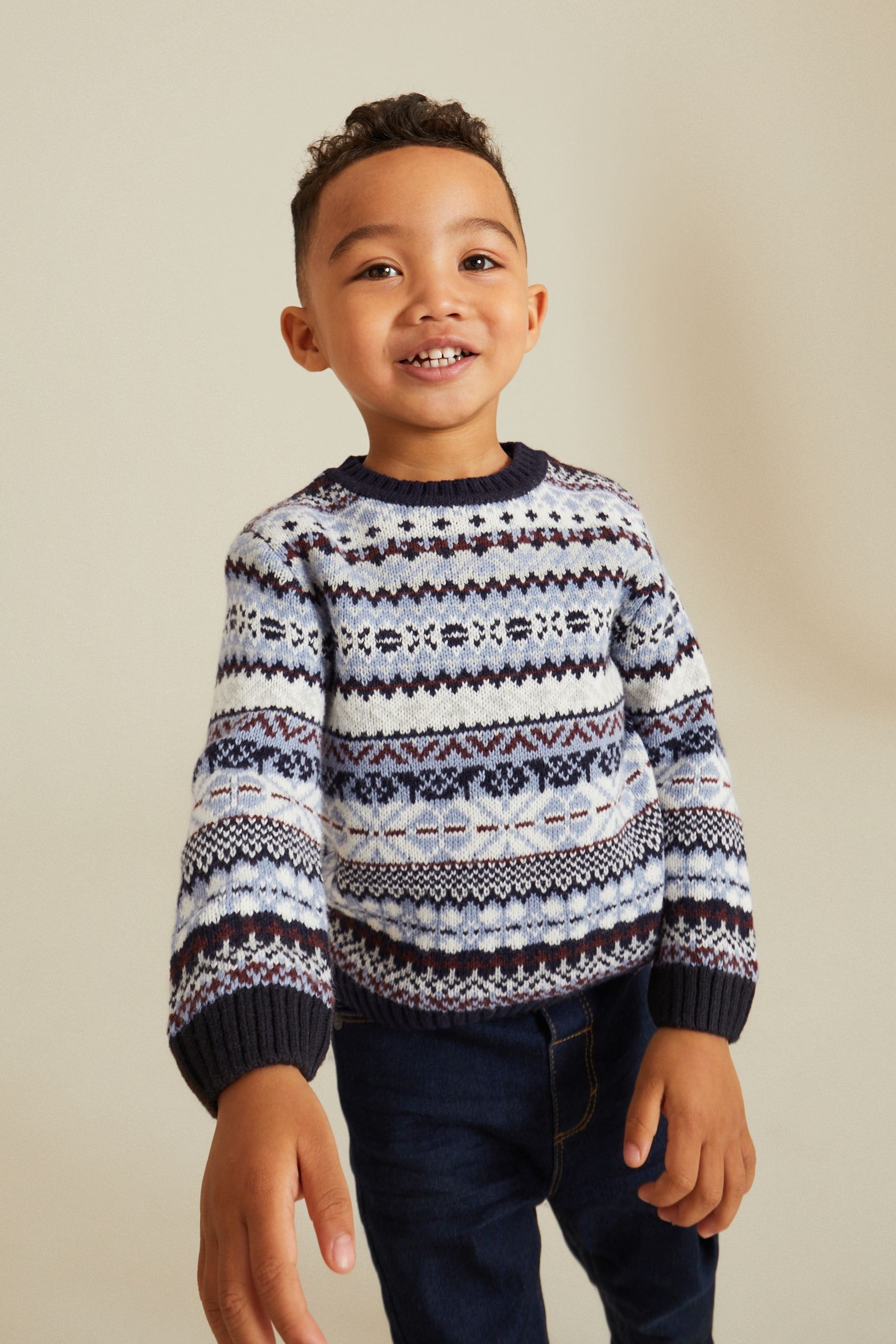 Blue Fairisle Pattern Crew Jumper (3mths-7yrs)