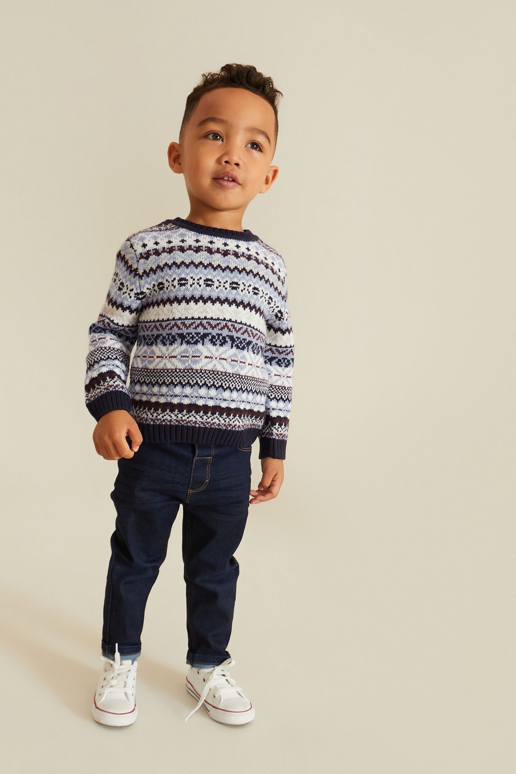 Blue Fairisle Pattern Crew Jumper (3mths-7yrs)