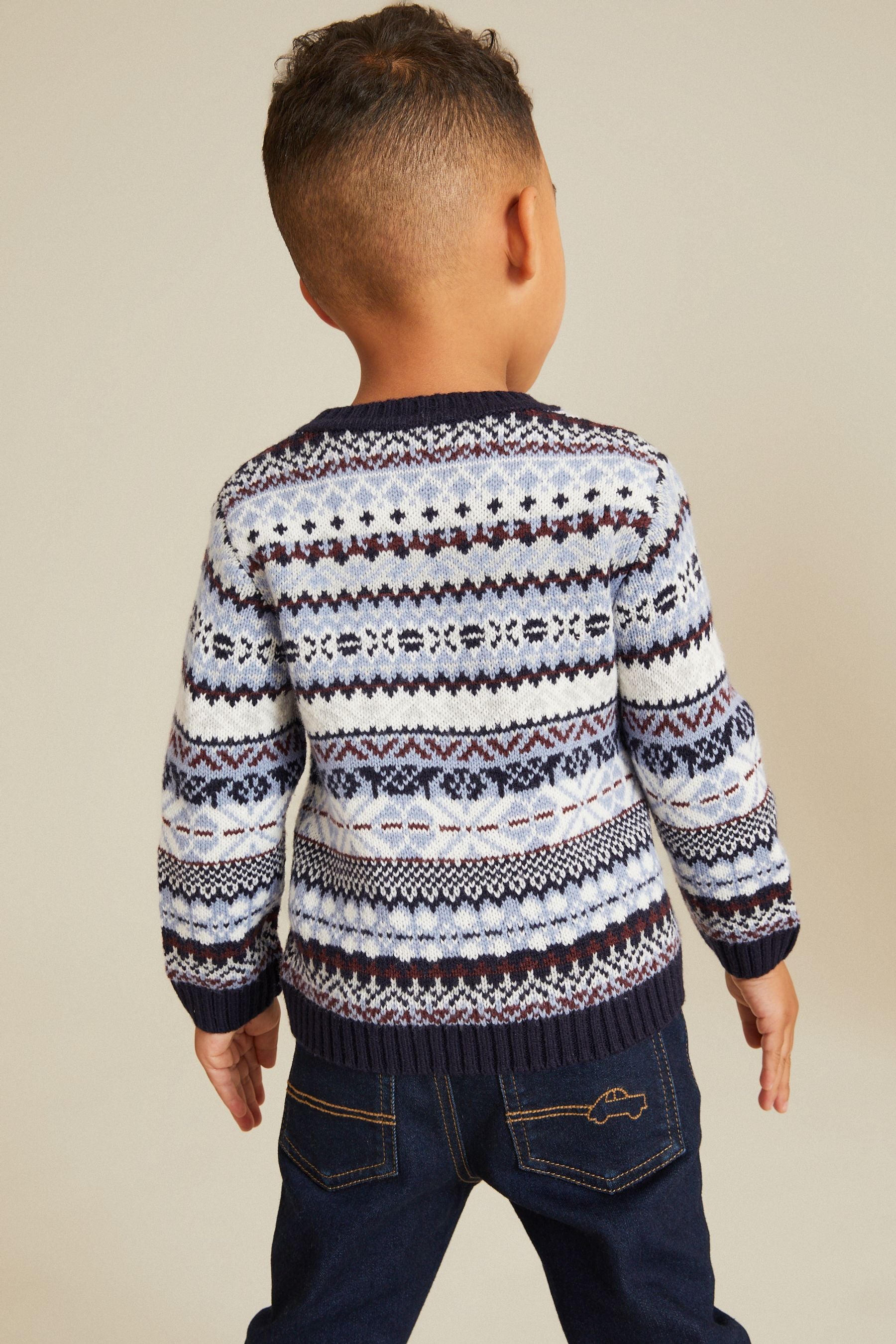 Blue Fairisle Pattern Crew Jumper (3mths-7yrs)