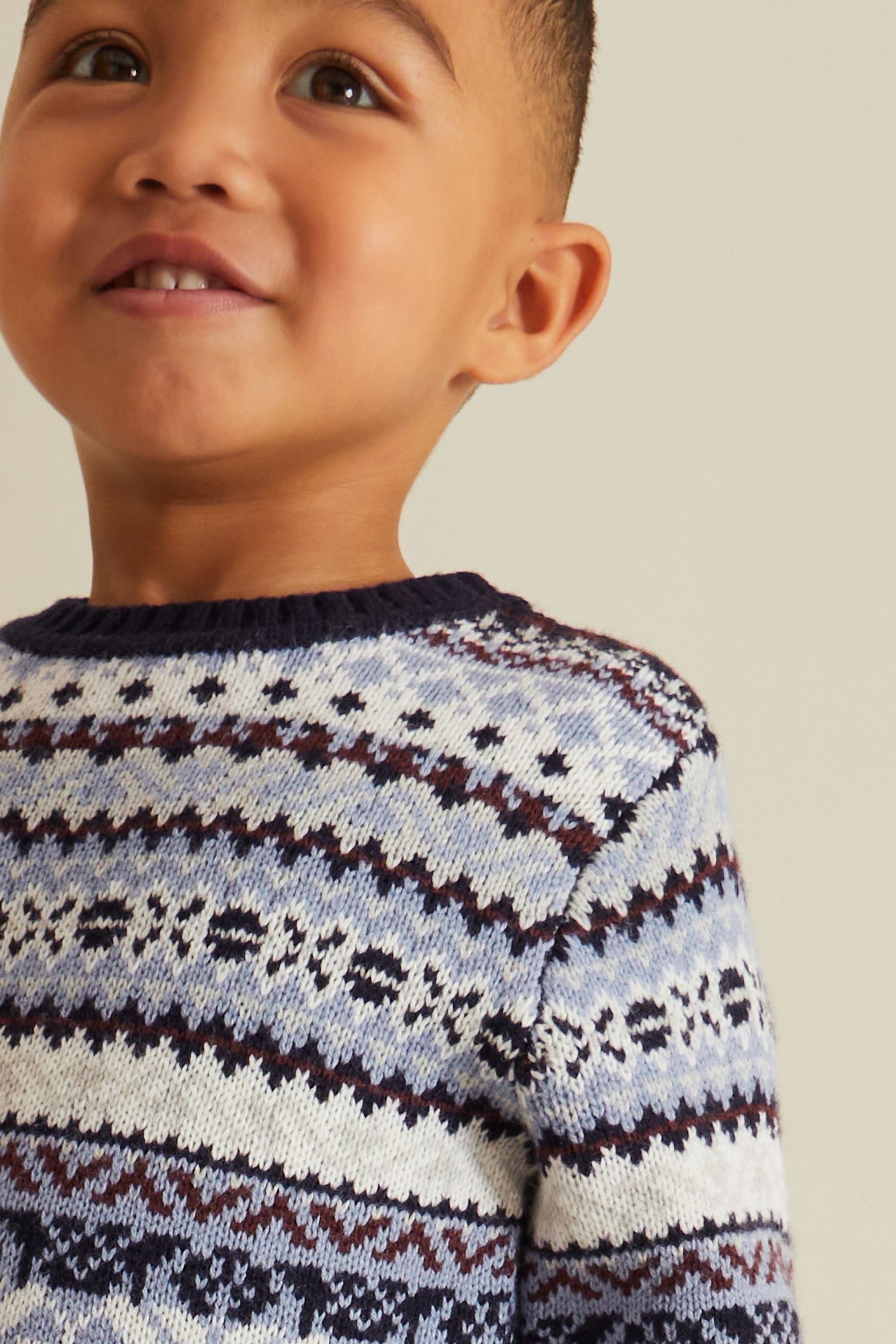 Blue Fairisle Pattern Crew Jumper (3mths-7yrs)