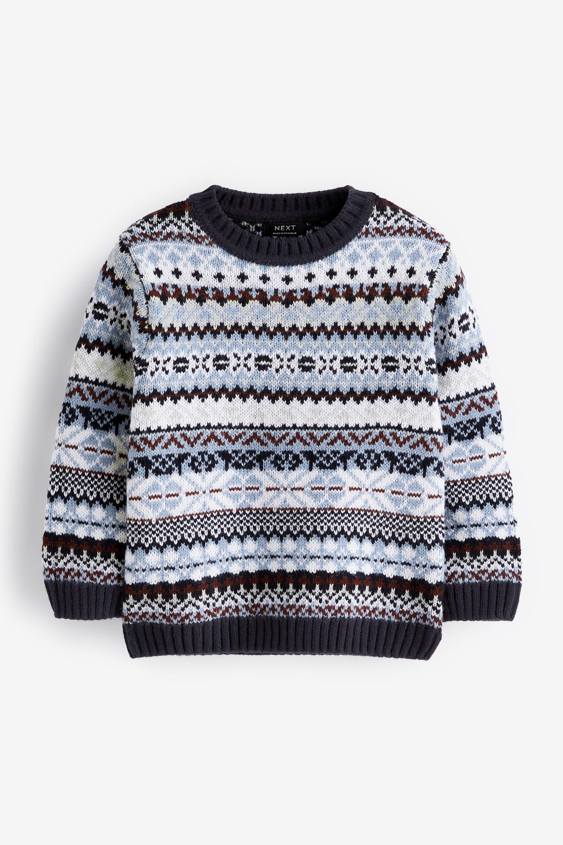 Blue Fairisle Pattern Crew Jumper (3mths-7yrs)