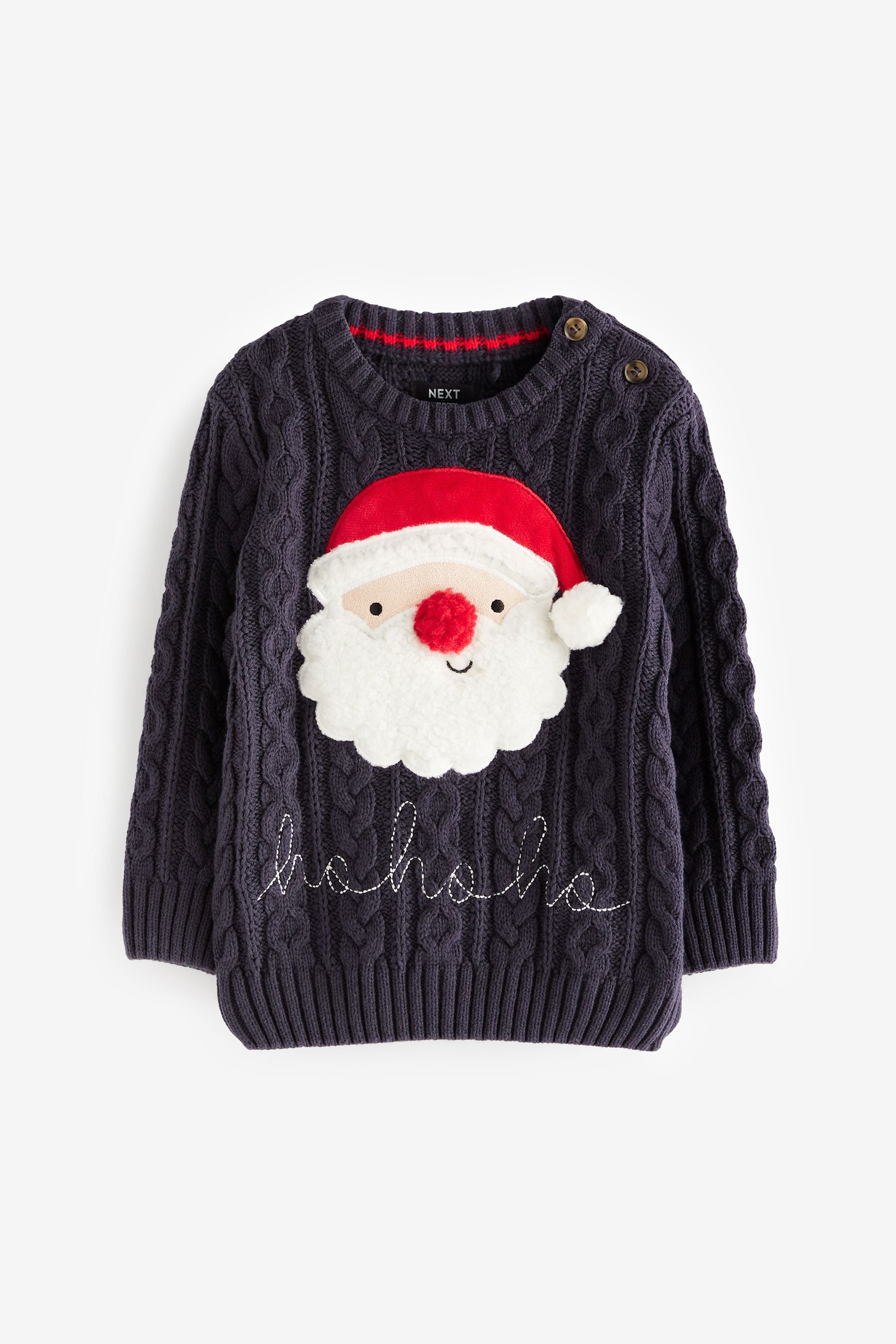 Navy Blue Santa Knitted Christmas Jumper (3mths-7yrs)