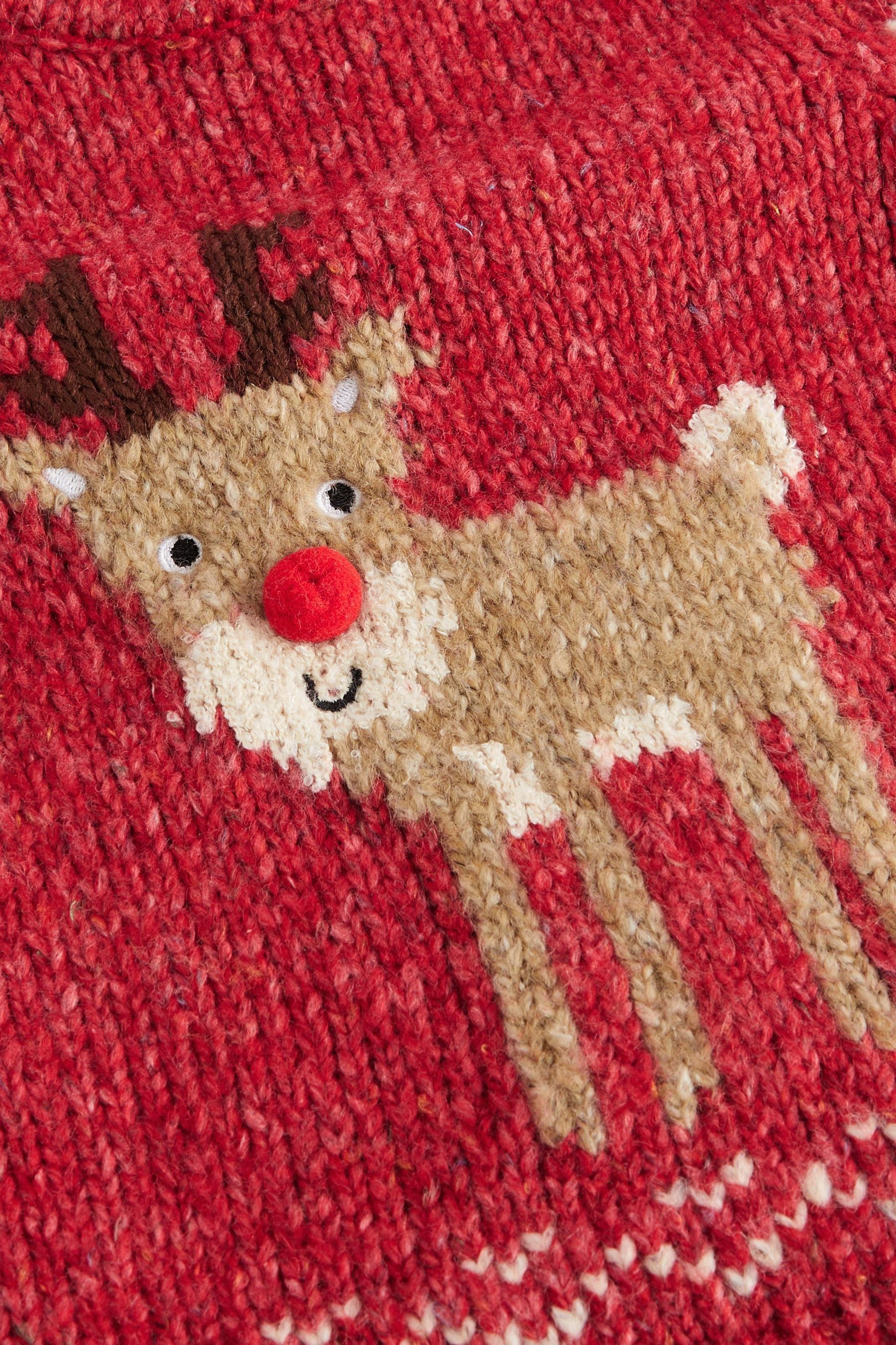 Red Reindeer Knitted Christmas Jumper (3mths-7yrs)