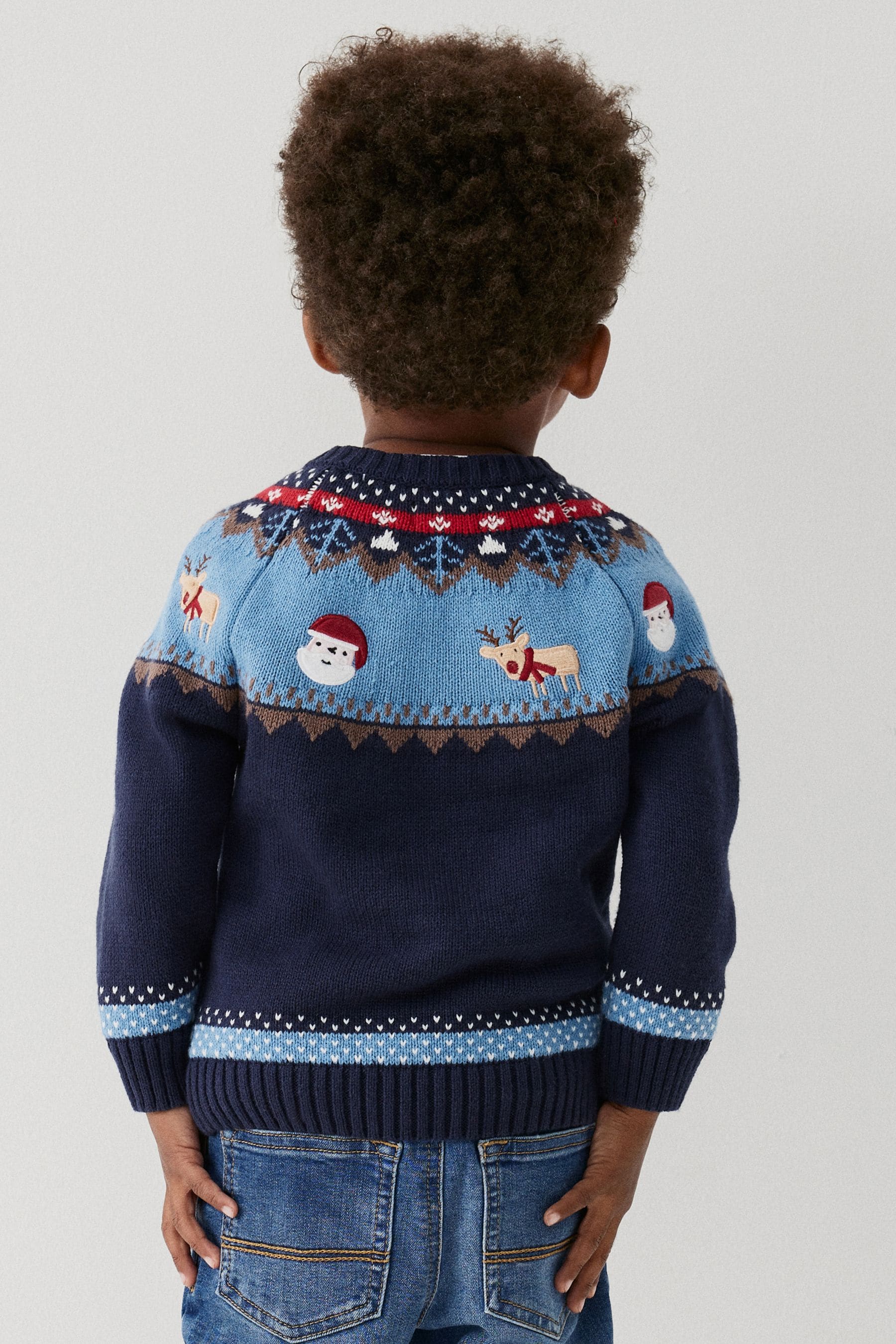 Blue Fairisle Pattern Knitted Christmas Jumper (3mths-7yrs)