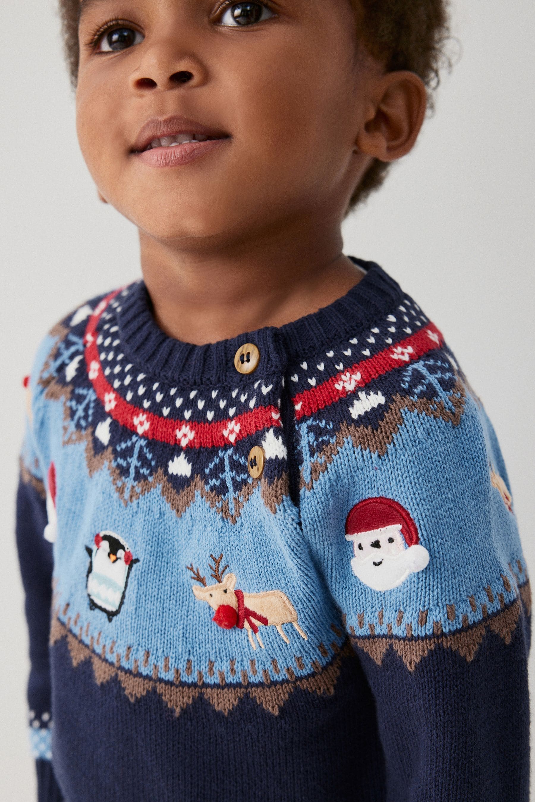 Blue Fairisle Pattern Knitted Christmas Jumper (3mths-7yrs)