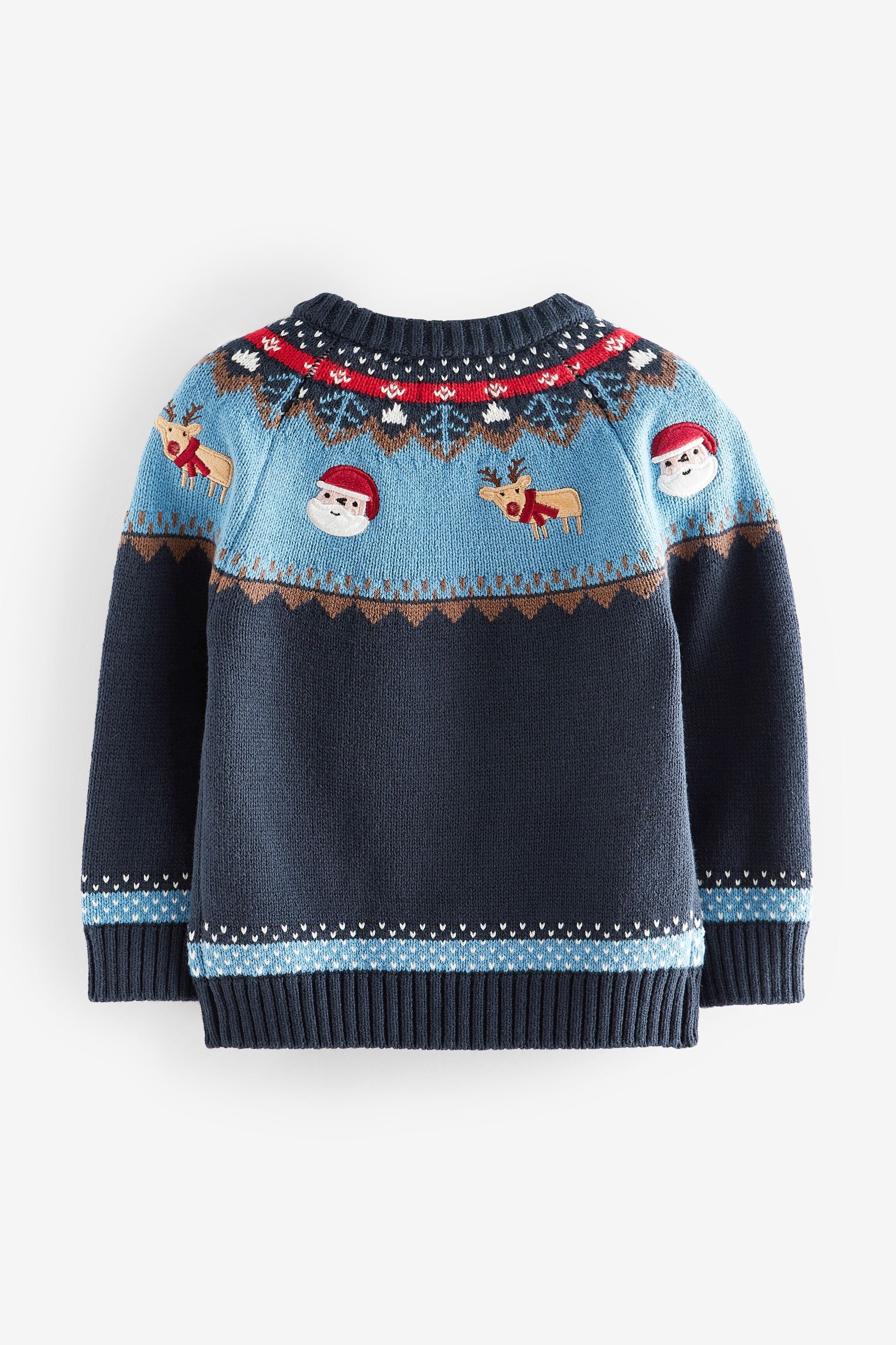 Blue Fairisle Pattern Knitted Christmas Jumper (3mths-7yrs)