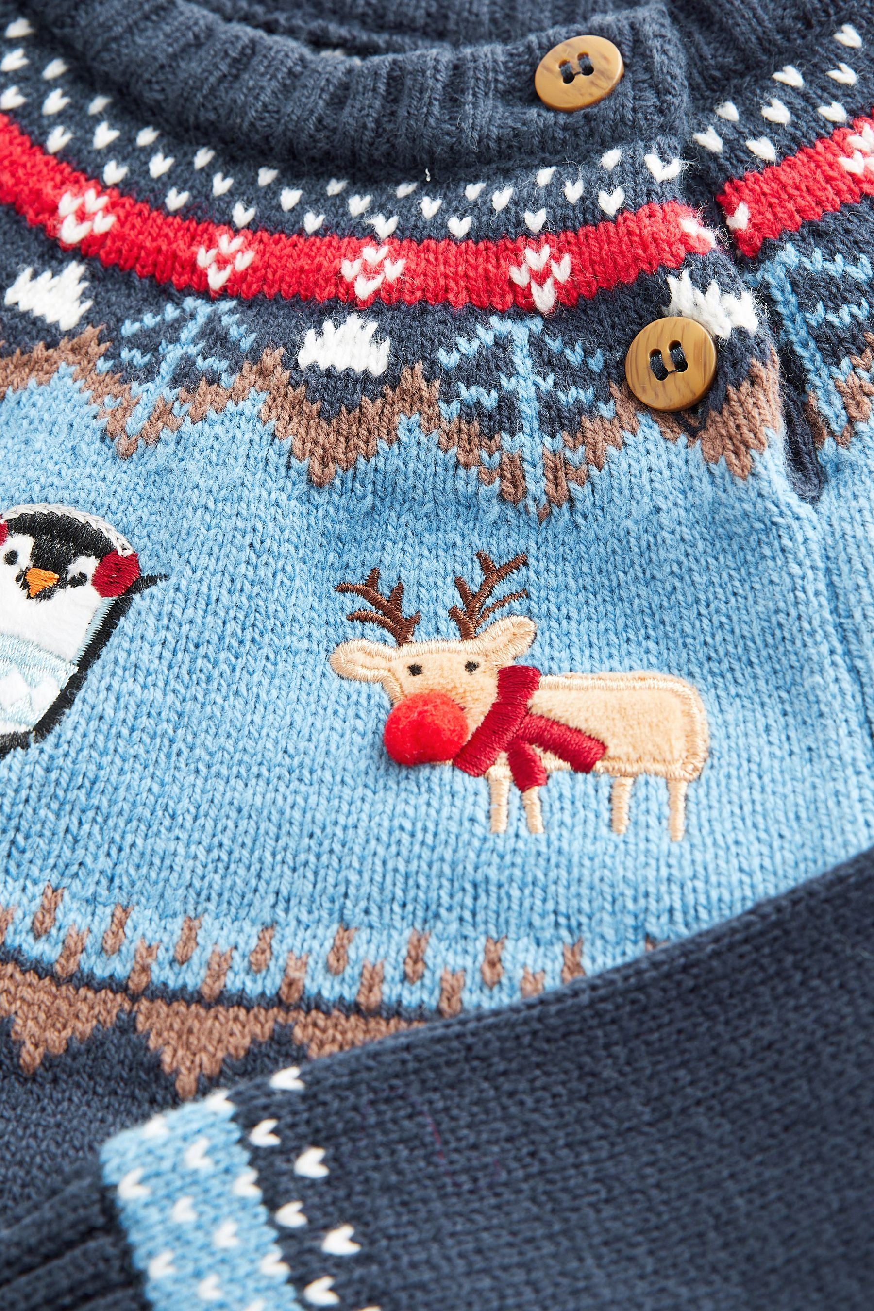 Blue Fairisle Pattern Knitted Christmas Jumper (3mths-7yrs)