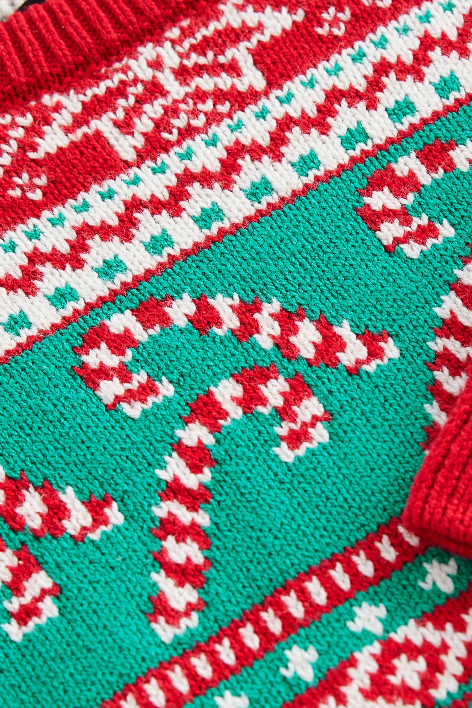 Red/Green Candy Cane Fairisle Pattern Knitted Christmas Jumper (3mths-7yrs)