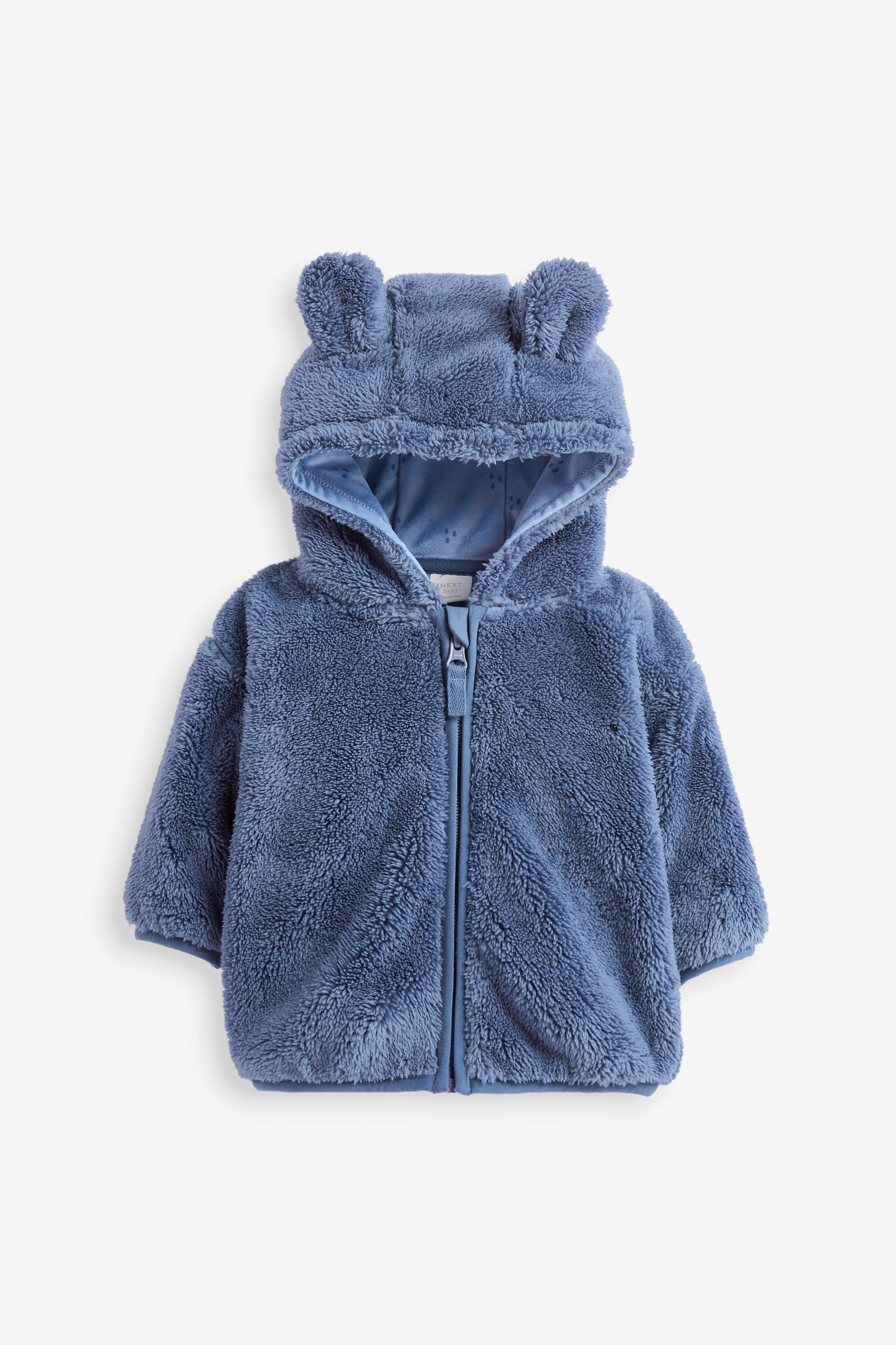 Navy Cosy Teddy Borg Fleece Bear Baby Jacket (0-18mths)