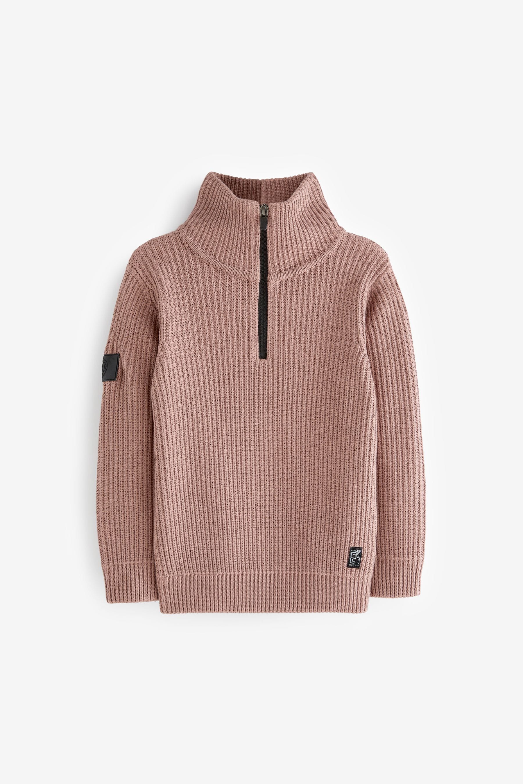 Blush Pink Utility Zip Neck Jumper (3-16yrs)